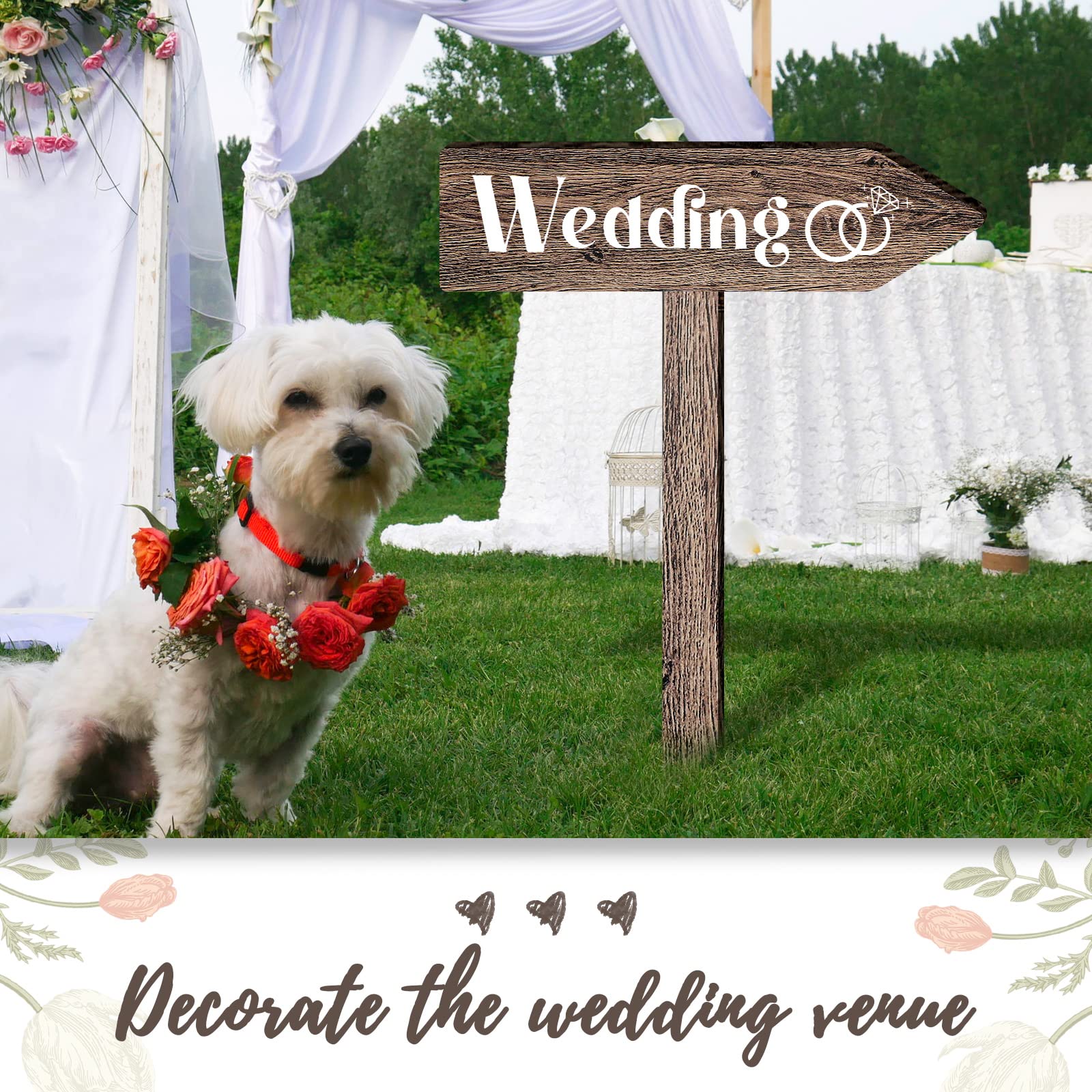 Blulu 2-Piece Wedding Directional Arrow Signs - Wooden 'This Way' & Reception Signs with Stakes | Waterproof Large Wedding Decor for Outdoor Ceremonies & Reception Wayfinding