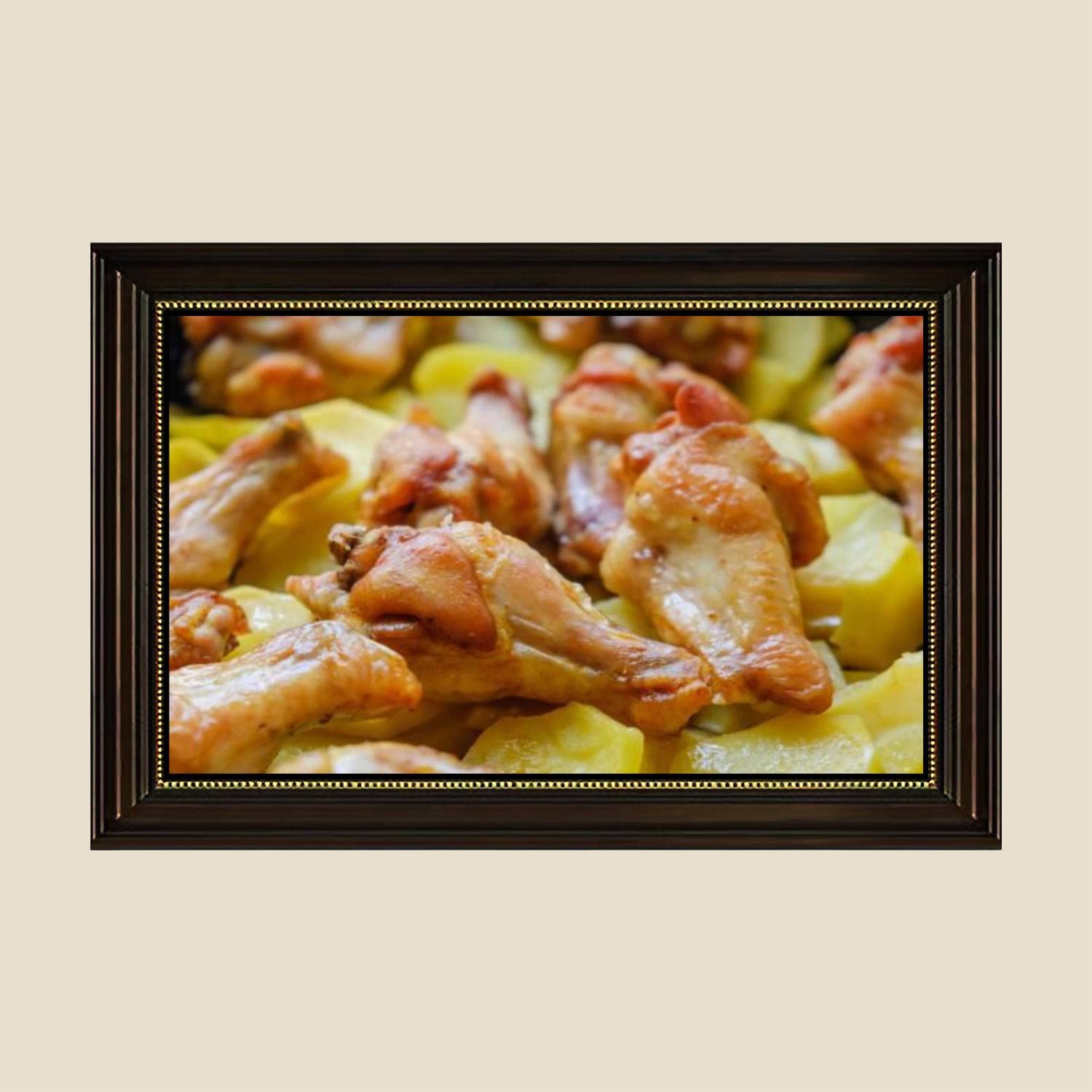 Vintage Chicken Spicy Snack Canvas Wall Art Print - 24x36 Inch Retro Roasted Fried Food Poster, Ready to Hang Home Decor for Living Room & Bedroom | Perfect for Kitchen Decor & Restaurant Wall Art