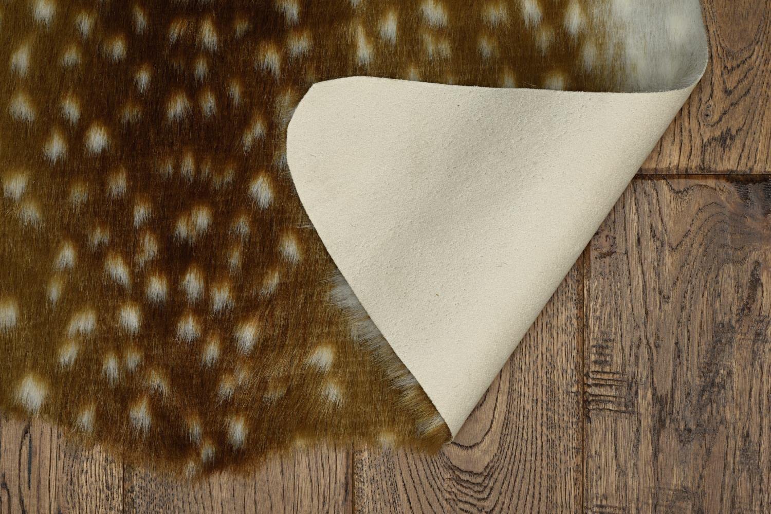 Linon Transitional Faux Cow Hide Area Rugs - Beige Finish, Non-Slip, Soft & Durable - Perfect for Living Room, Bedroom, or Office Decor