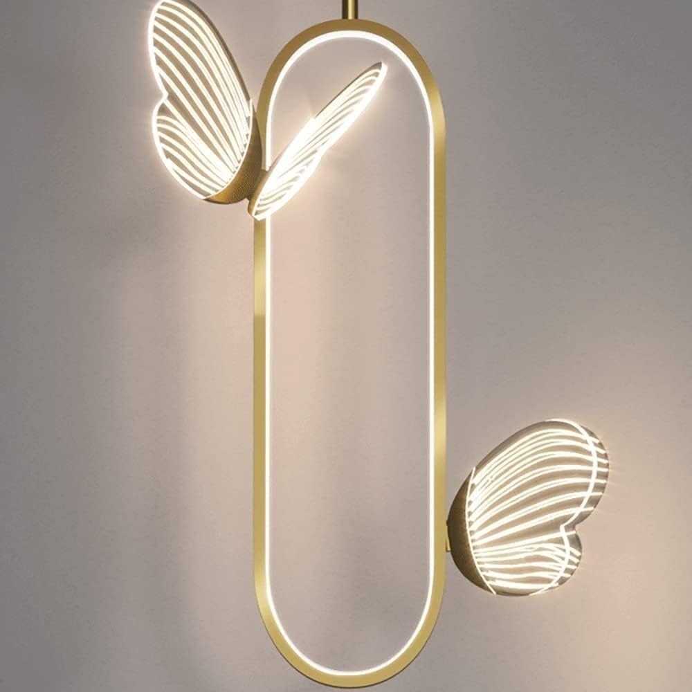 ANAIUCY 20W LED Wall Sconce with Acrylic Butterfly & Gold Ring Decor - Modern Scandinavian Bedside Lamp for Kids Room & Nursery - Warm White Light - Perfect for Bedroom, Living Room & Hallway Lighting