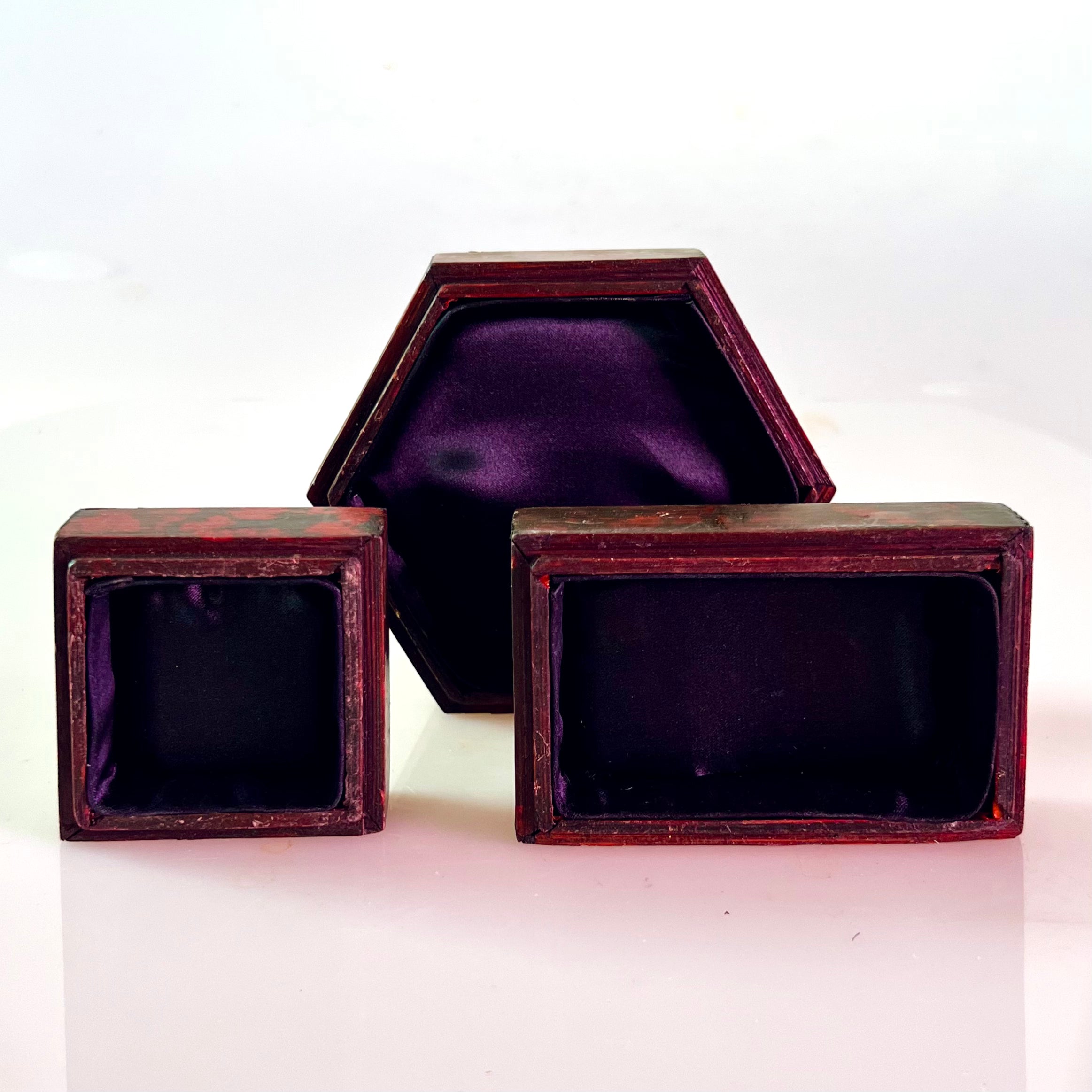 Set of 4 Handmade Bamboo Jewelry Boxes - Eco-Friendly Storage for Rings, Earrings & Small Treasures - Perfect for Bedroom, Bathroom & Travel Organizer
