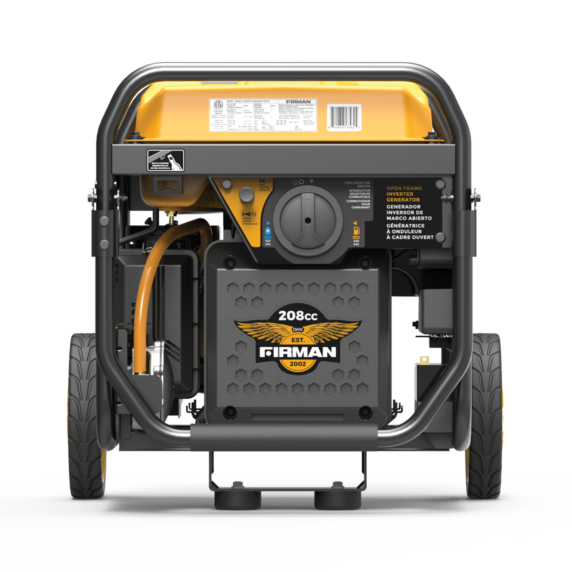 Dual Fuel Open Frame Inverter Generator 4400W with Electric Start & CO Alert - Portable Power for Camping, RV Trips, and Emergency Backup