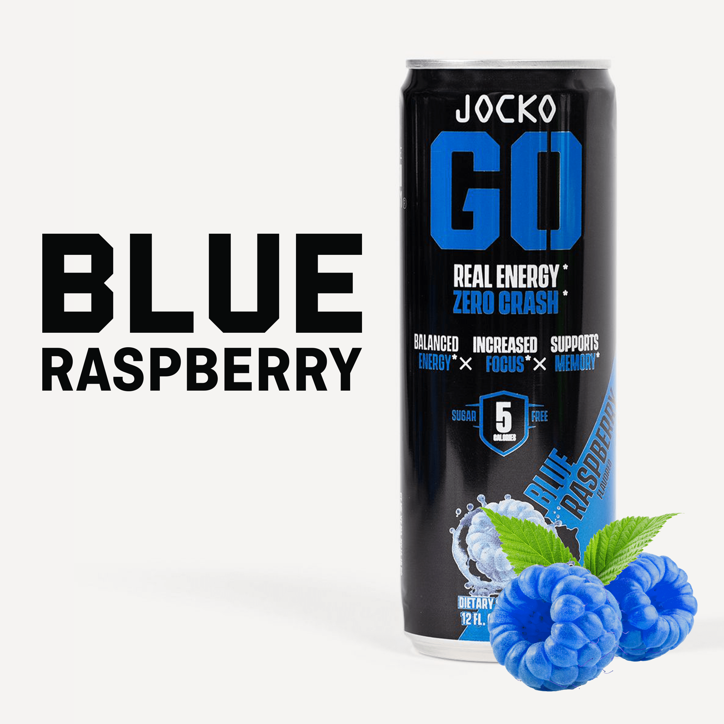 JOCKO GO Energy Drink - 12 Pack | Sugar-Free Pre Workout & Post Workout Supplement | Boost Energy & Focus for Gym, Running & Fitness