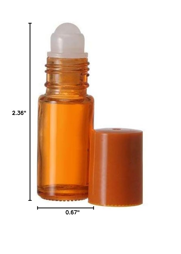 5ml Glass Roll On Bottles for Essential Oils - Aromatherapy Roller Bottles with Plastic Roller & Pipettes (288-Pack, Orange) - Perfect for DIY Perfume, Cologne & Massage Oil Blending at Home or Spa
