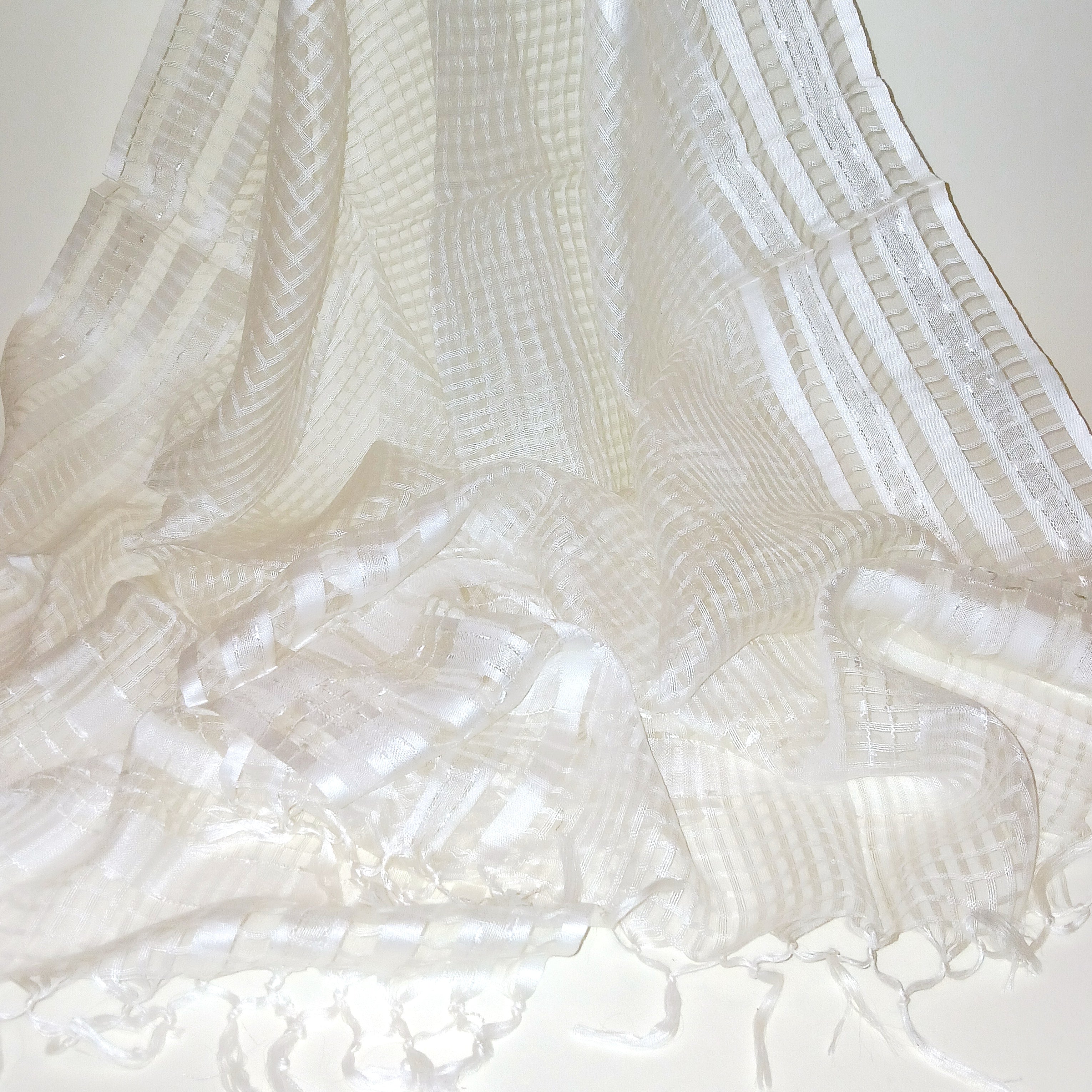Elegant White Sheer Square Scarf - Lightweight Fashion Accessory for Women, Perfect for Spring Outfits & Special Occasions