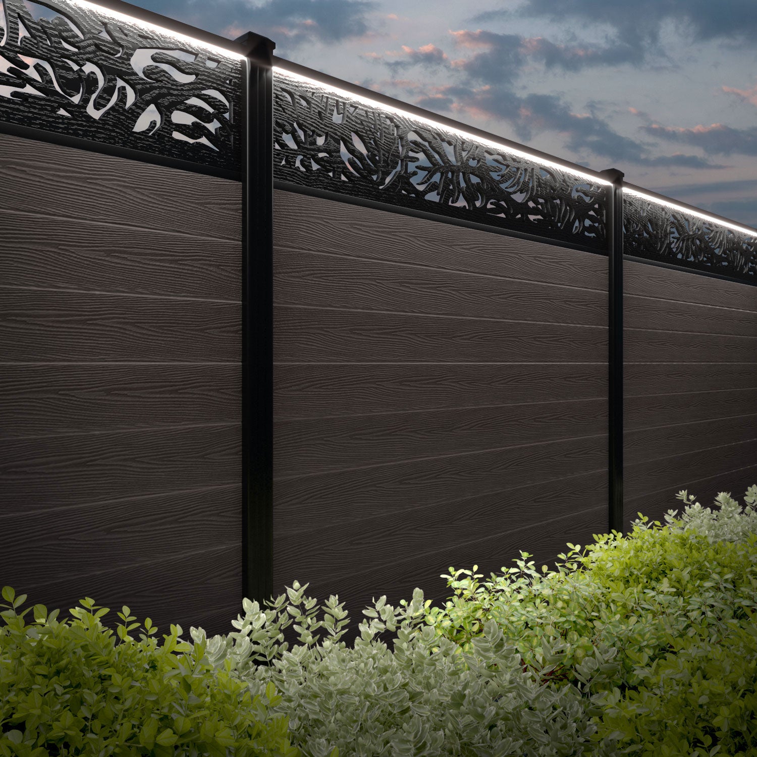 Classic Botanic Fence Panel - Mid Brown Composite Fence with Durable Posts | Perfect for Garden, Backyard, and Outdoor Privacy Fencing