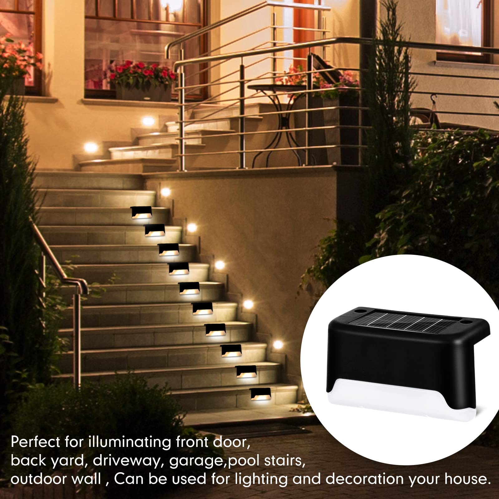 36 Pack Solar Deck Lights Outdoor Waterproof - Warm White LED Solar Fence Lights for Pool, Garden, Patio, Yard, Porch & Staircase | Weatherproof Solar Step Lights for Pathways, Driveways & Landscape Lighting