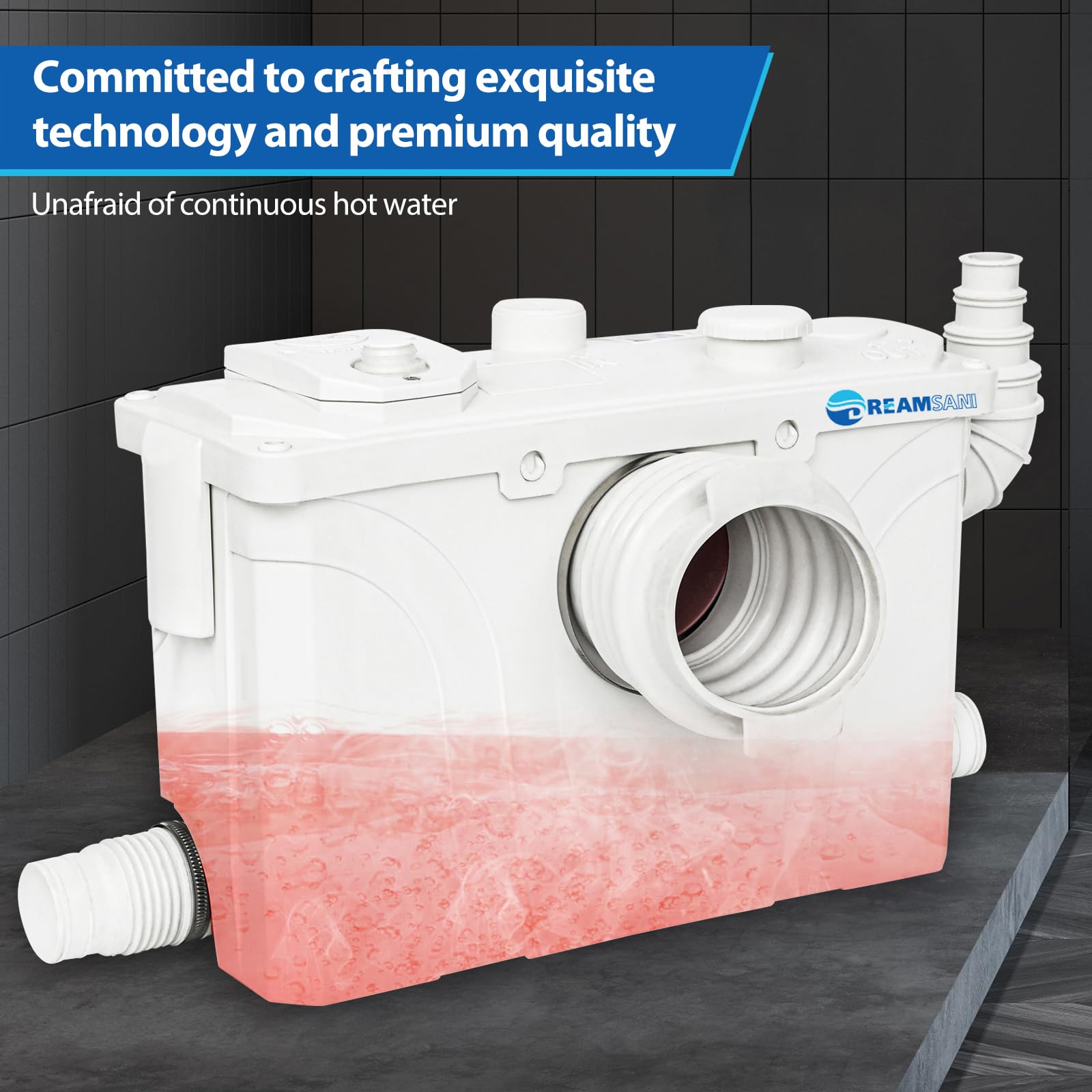 700W Macerator Pump for Upflush Toilet, Sewage Sump Pump - Basement, Marine & RV Use | Waste Water Disposal for Toilet, Laundry Sink & Shower | Ideal for Small Spaces & Off-Grid Living