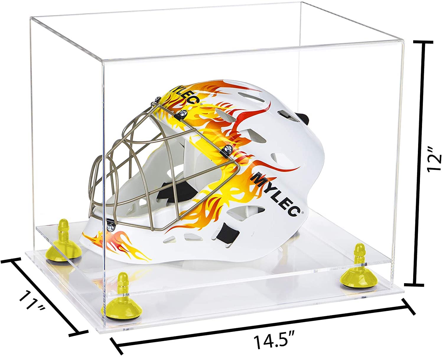 Clear Acrylic Display Case with Yellow Risers - 14.5x11x12 Inch Large Rectangle Box for Collectibles, Jewelry & Retail Displays | Perfect for Store Showcases, Home Decor & Gift Packaging