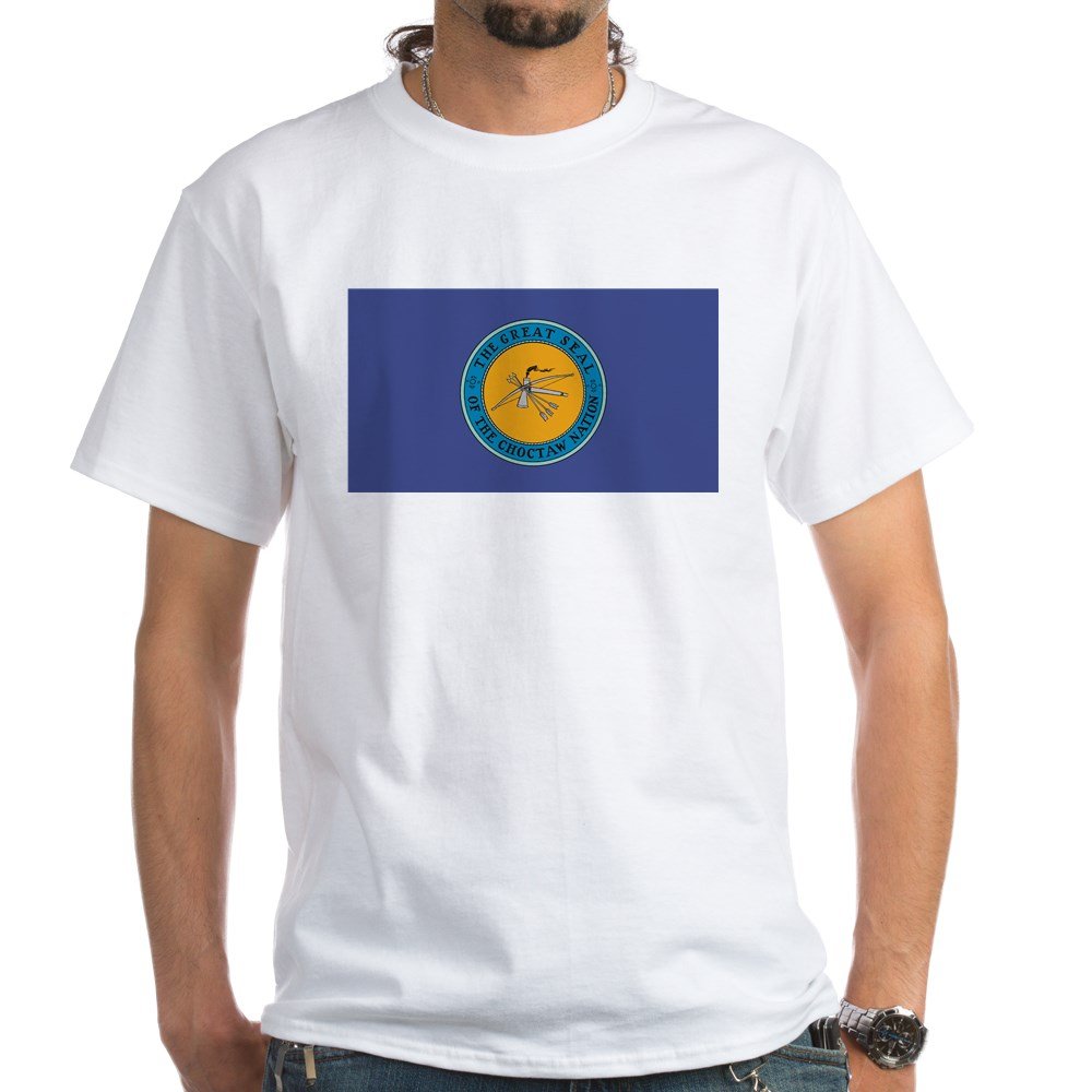 Choctaw Flag White Cotton T-Shirt | Soft Breathable Tee for Men & Women | Perfect for Cultural Events, Powwows & Everyday Wear