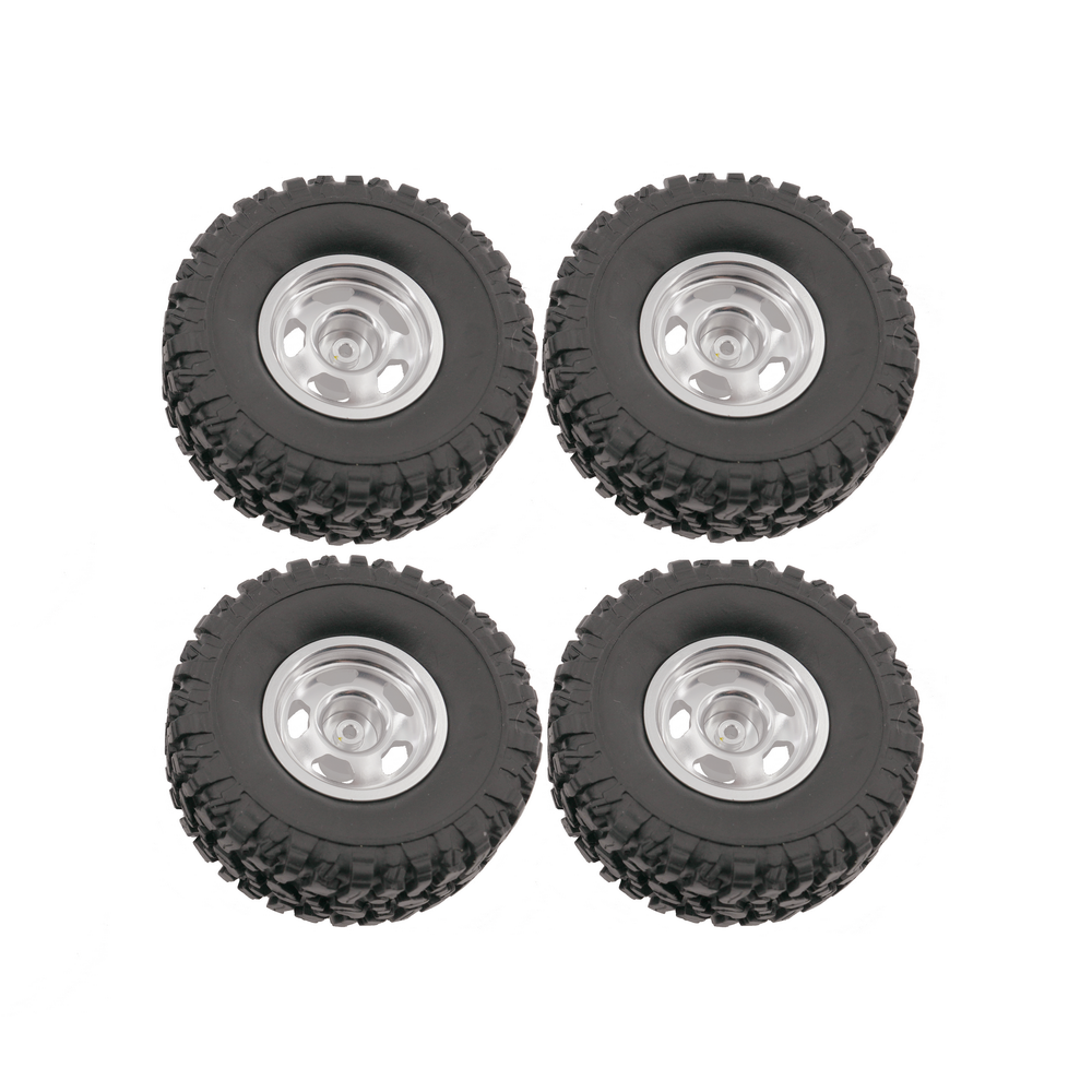 WPL 1/16 Scale Metal Wheels (4PCS) - Silver/Black with Optional Tires for RC Crawler, Rock Racer & Off-Road Vehicle Upgrades