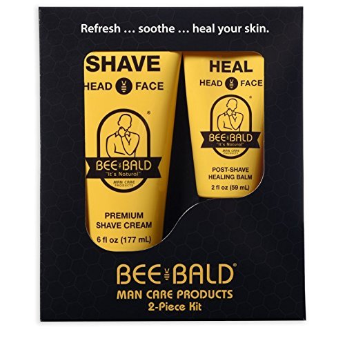 Bee Bald 2 Piece Daily Skin Care Regimen Kit for Men - Moisturizing & Exfoliating Face Wash & Shine Control Lotion - Perfect for Shaved Heads & Sensitive Skin Care Routine