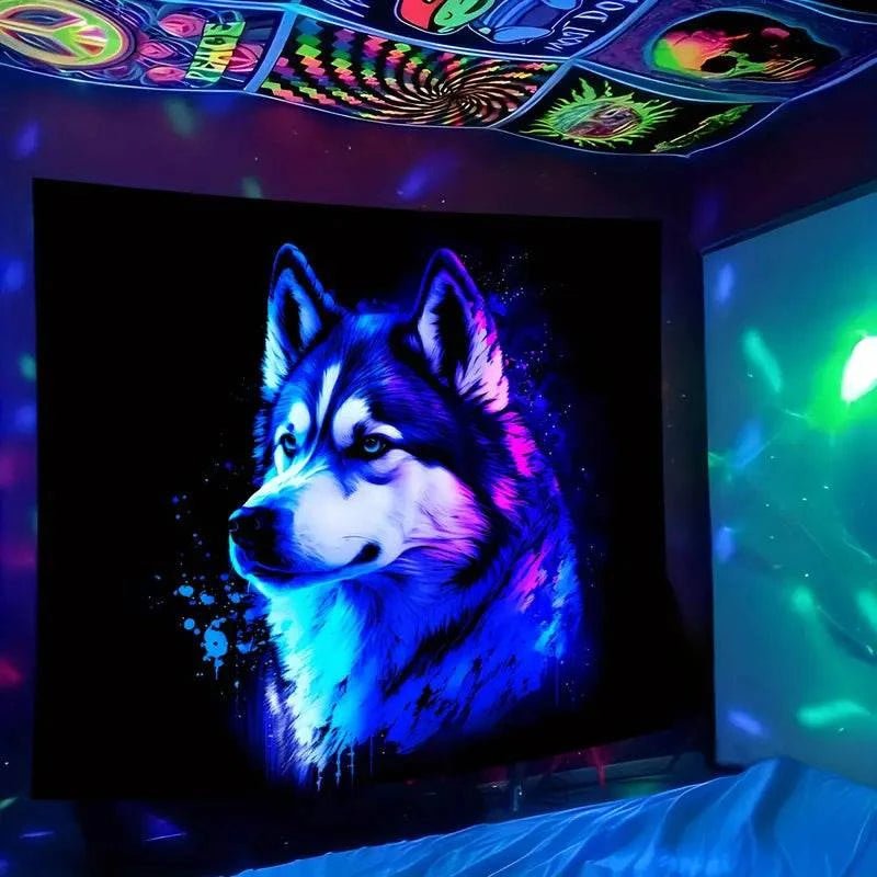 Wolf Totem Official Glow in the Dark Tapestry - UV Reactive Wall Art Decor for Bedroom, Living Room & Dorm Room