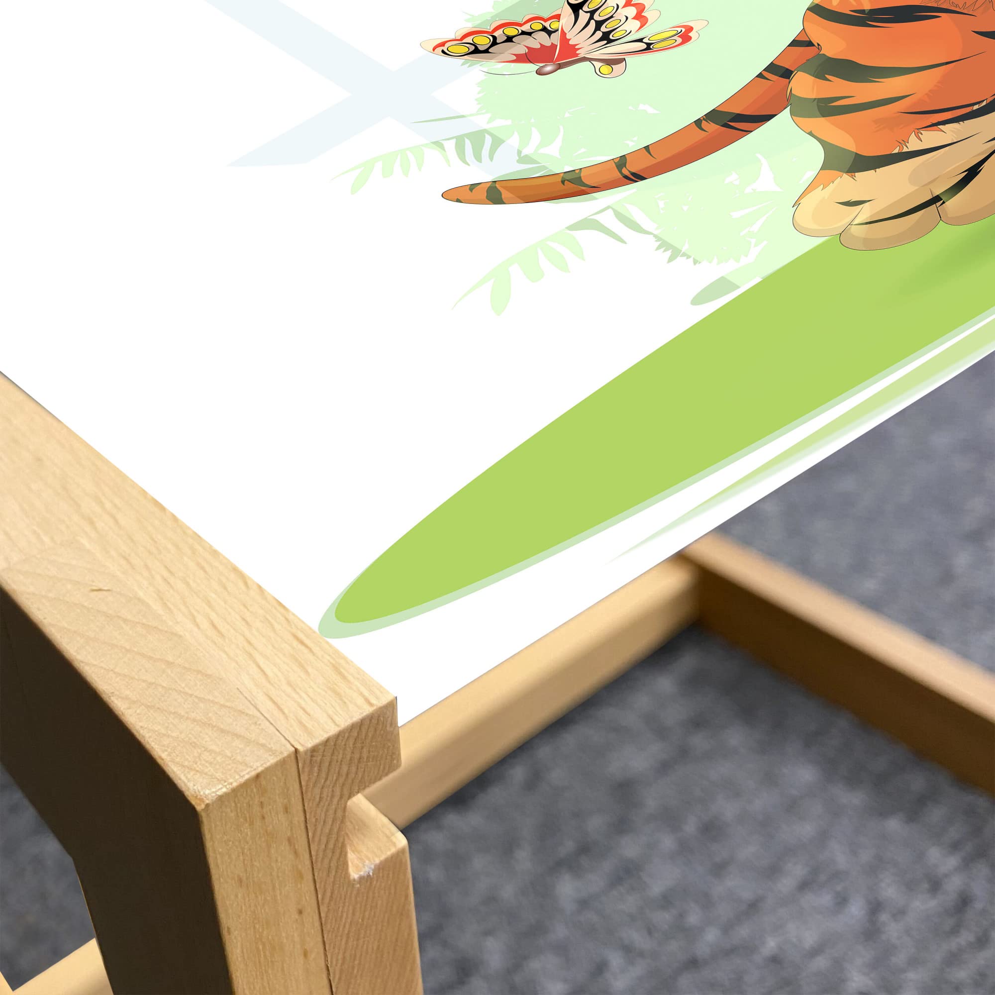 Ambesonne Cartoon Coffee Table - Tiger Cat Design for Office & Dorm Decor