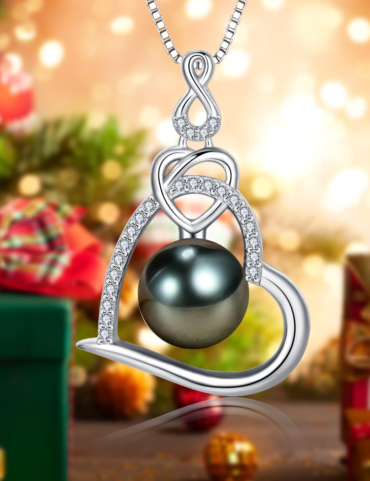 Tahitian Black Pearl Necklace for Women - Elegant Jewelry Gift for Wife, Mom, Girlfriend - Perfect for Wedding, Birthday, Anniversary, Mother's Day, Valentine's Day & Christmas - Luxury Pearl Jewelry for Special Occasions & Everyday Wear