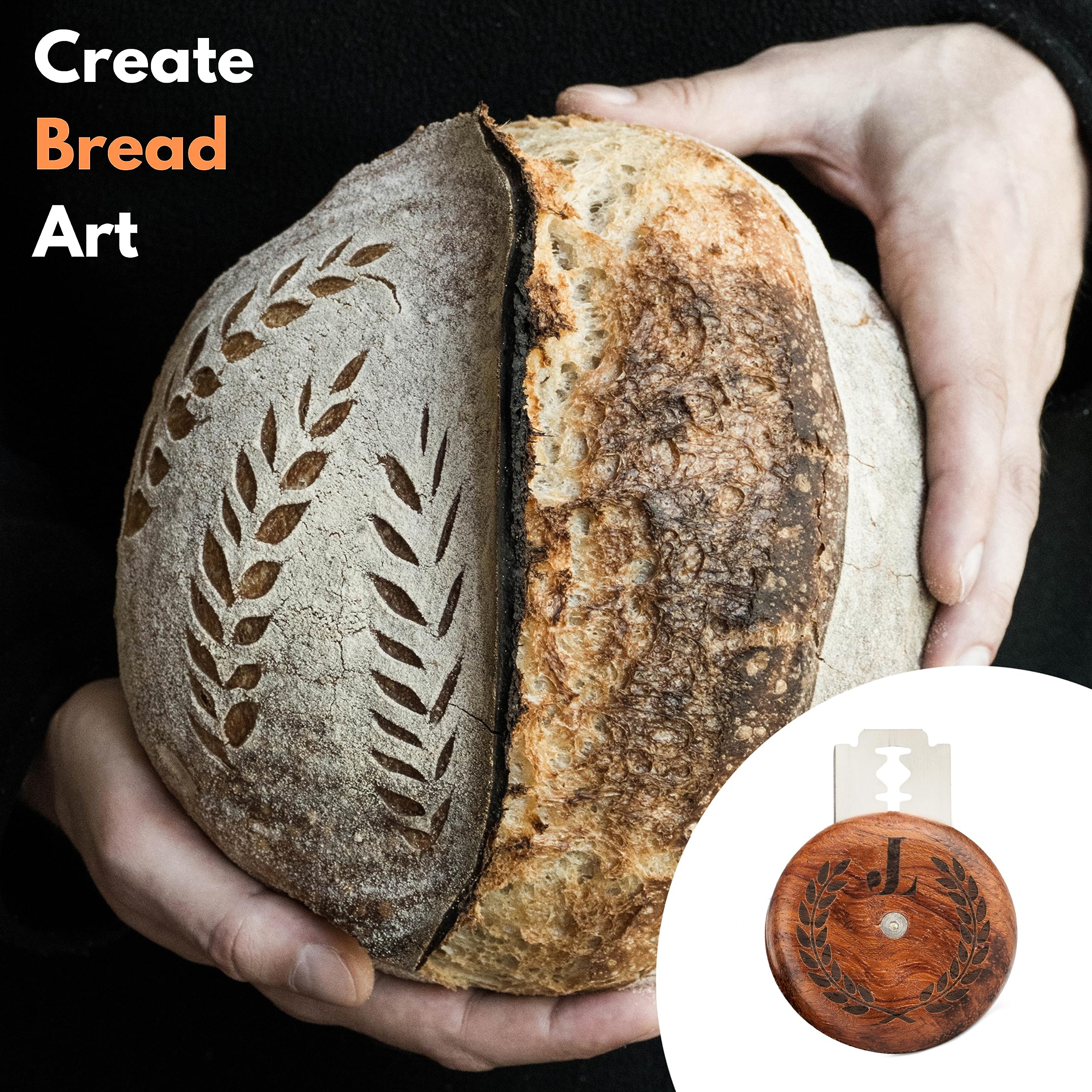 Premium UFO Bread Lame - Professional Sourdough Scoring Knife with Replaceable Blades for Artisan Bread & Baguettes - Ergonomic Pencil-Grip Design (Ash Wood Handle) - Perfect for Home Bakers & Professional Chefs - Ideal for Scoring Crusty Breads, Sourdough Loaves & French Baguettes