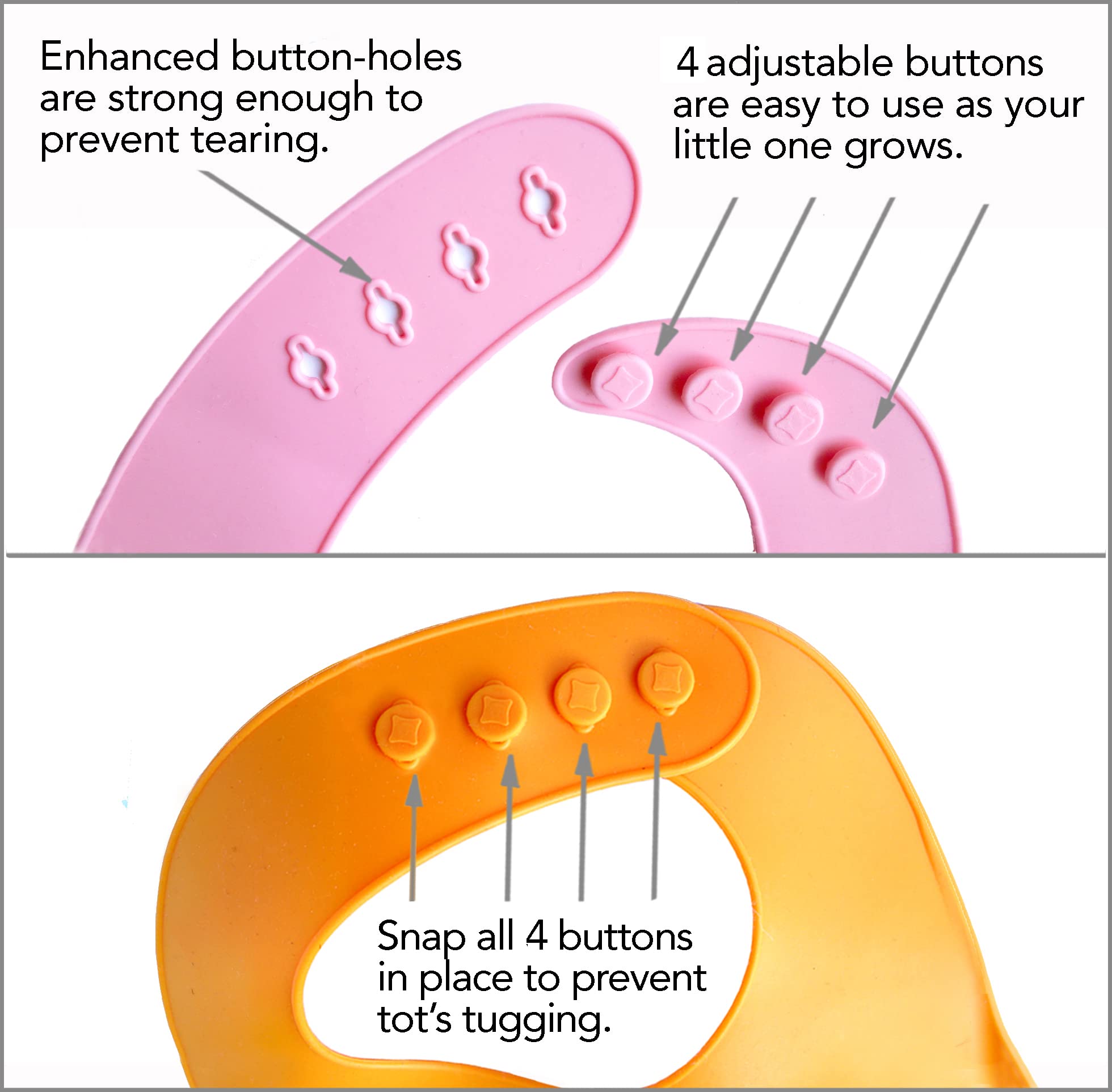 2-Pack Waterproof Silicone Baby Bibs - Lightweight, Comfortable & Easy to Clean - Large Size for Toddlers (Purple/Light Pink) - Perfect for Mealtime, Snacks & Messy Play