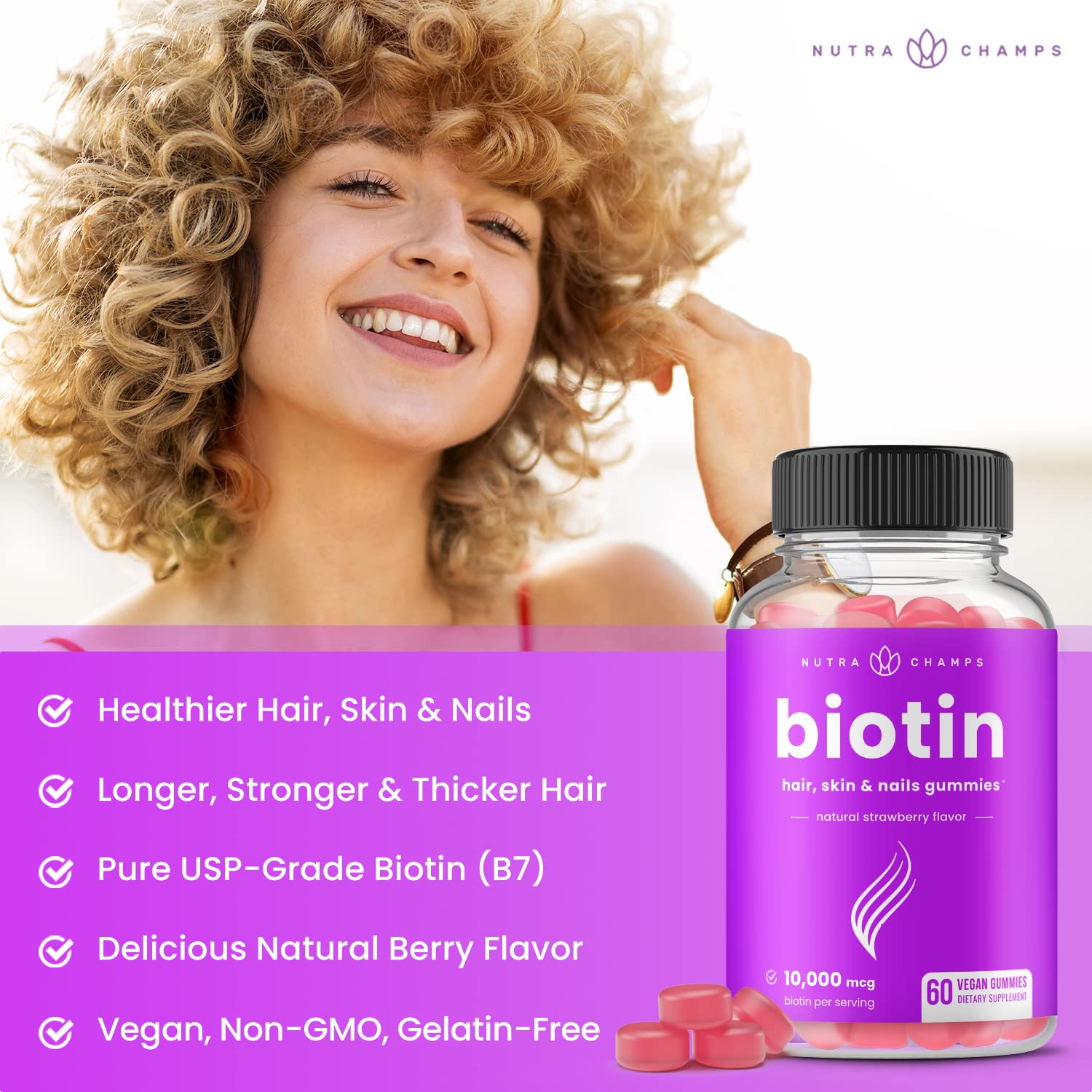 NutraChamps Biotin & Elderberry Gummies Bundle - Hair, Skin & Immune Support Supplement - Delicious Berry Flavored Vitamins for Women & Men - Perfect for Daily Wellness & Immune Boosting