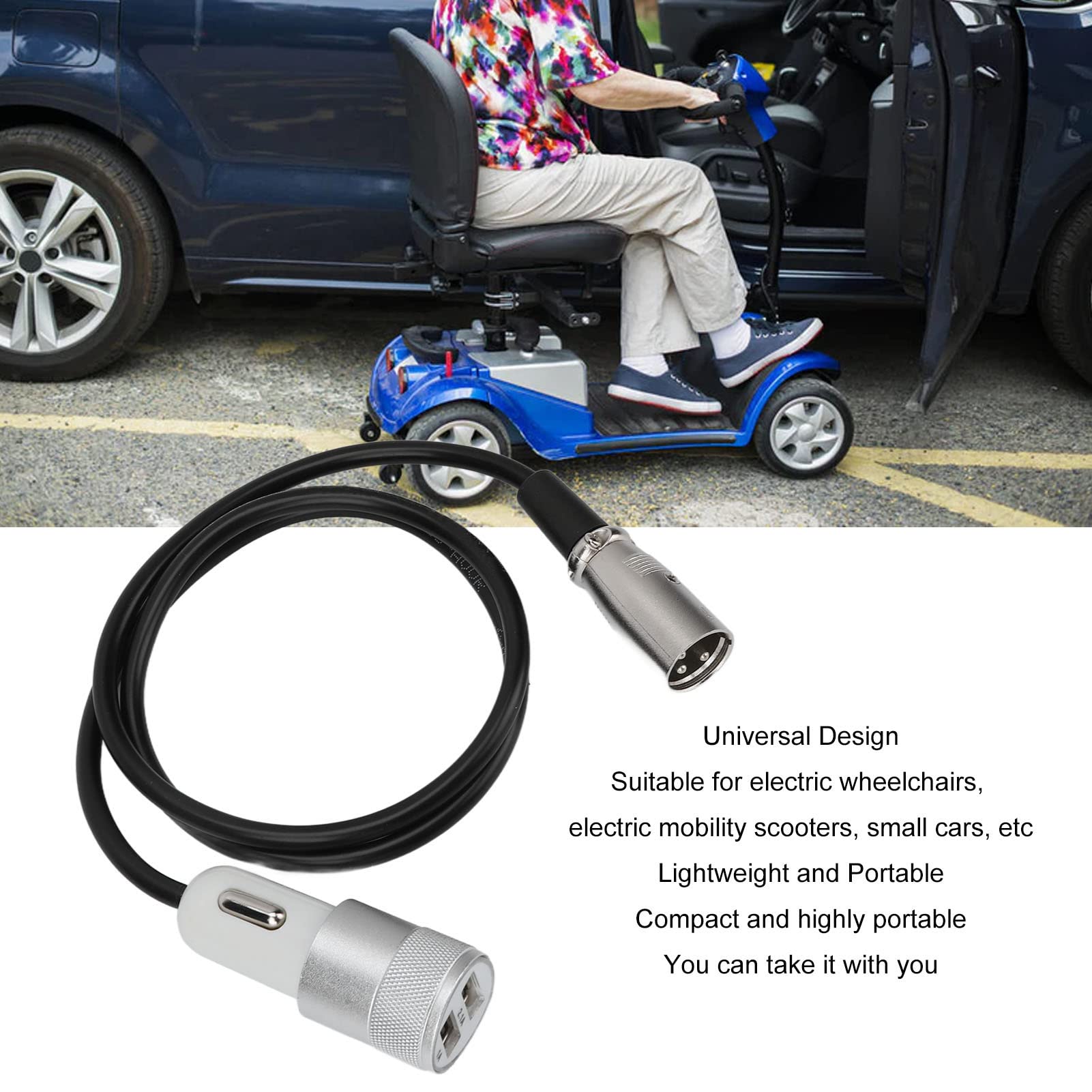 Universal Electric Wheelchair Charger - Fast USB Mobility Scooter Power Supply | Portable Charging Solution for Home & Outdoor Use