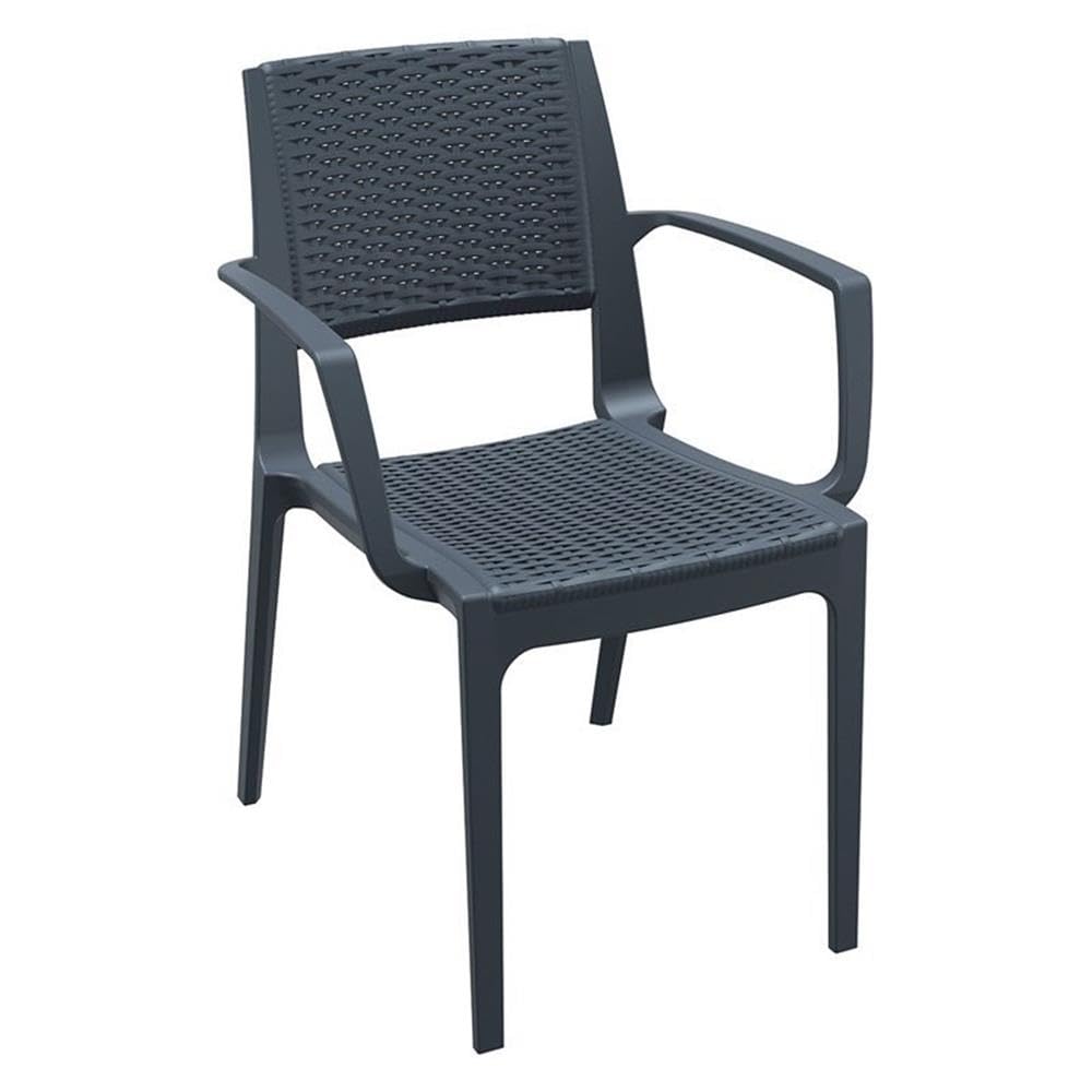 Dark Gray Compamia Capri Patio Dining Arm Chairs (Set of 2) - Weather-Resistant Outdoor Furniture for Garden, Poolside, and Backyard Relaxation
