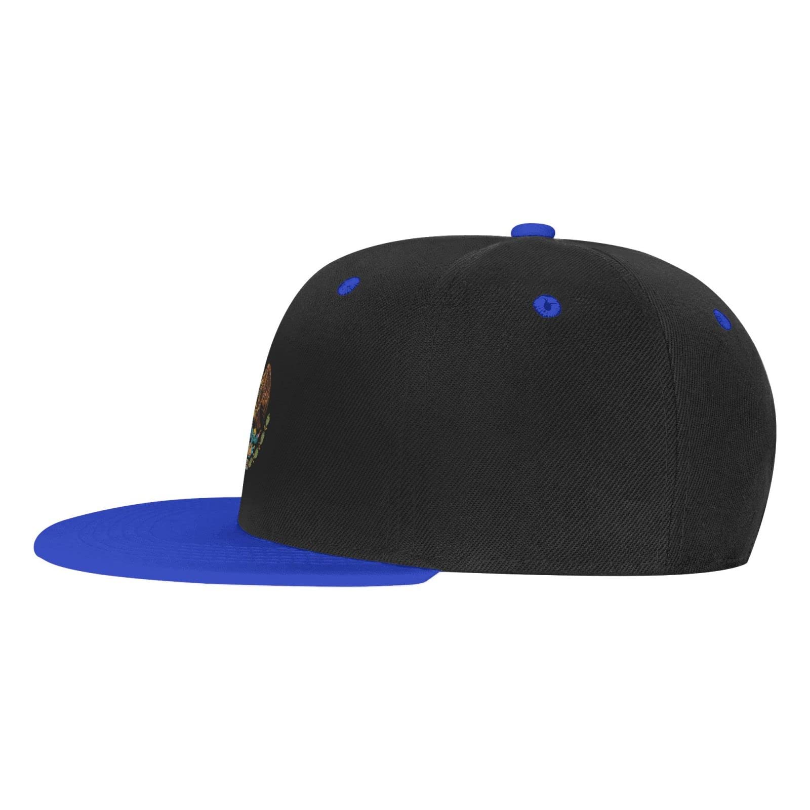 Mexican Flag Eagles Unisex Flat Bill Baseball Cap - Adjustable Hip Hop Sports Hat in Blue & Contrast Colors | Perfect for Streetwear, Hip Hop Fashion & Outdoor Activities