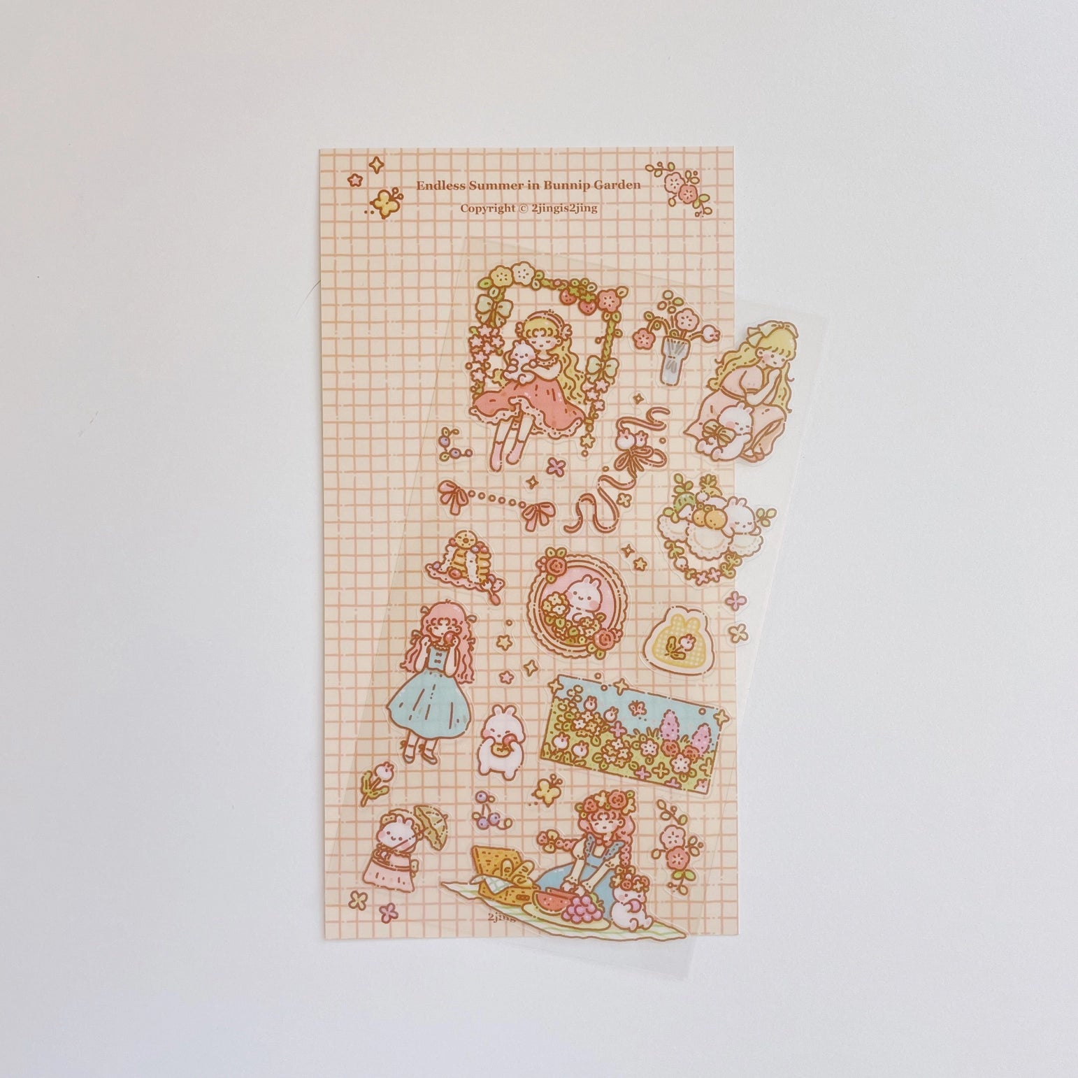 2jingis2jing Endless Summer in Bunnip Garden Sticker Sheet - Waterproof Vinyl Decals for Laptops, Journals & DIY Crafts