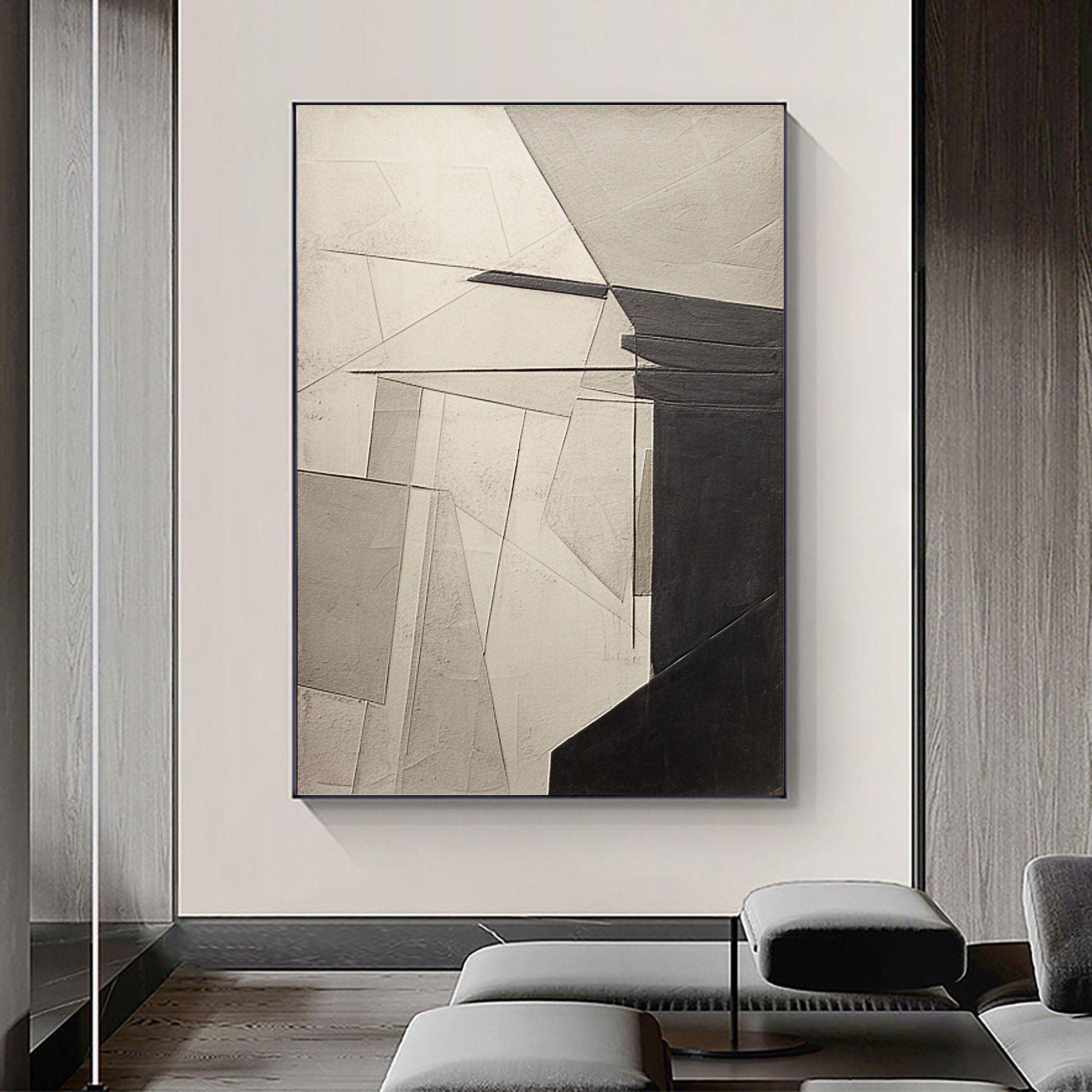 Beige & Brown Abstract Art Print #BB032 - Modern Wall Decor for Living Room, Bedroom & Office