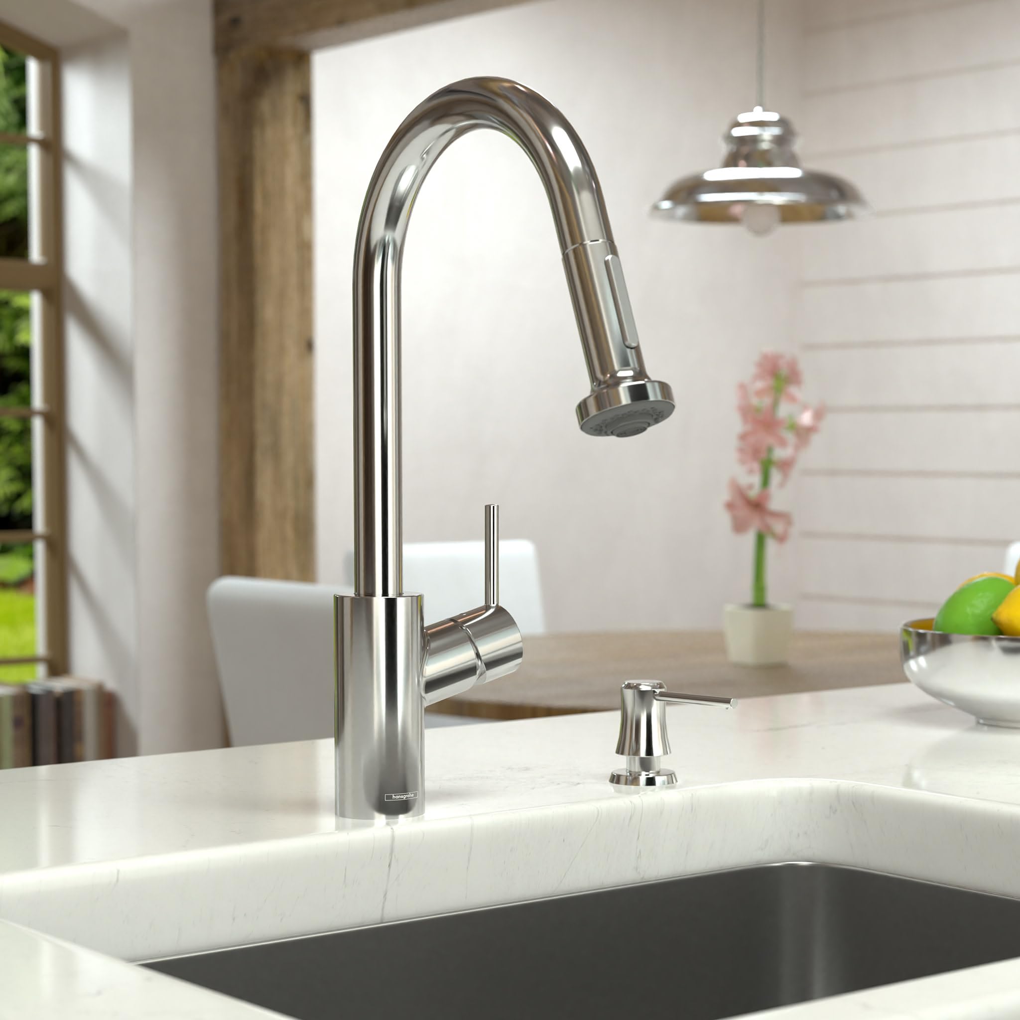 hansgrohe Talis S² Chrome High Arc Pull Down Kitchen Faucet with Magnetic Docking Spray Head, Durable Kitchen Sink Faucet for Modern Homes, Perfect for Cooking and Cleaning