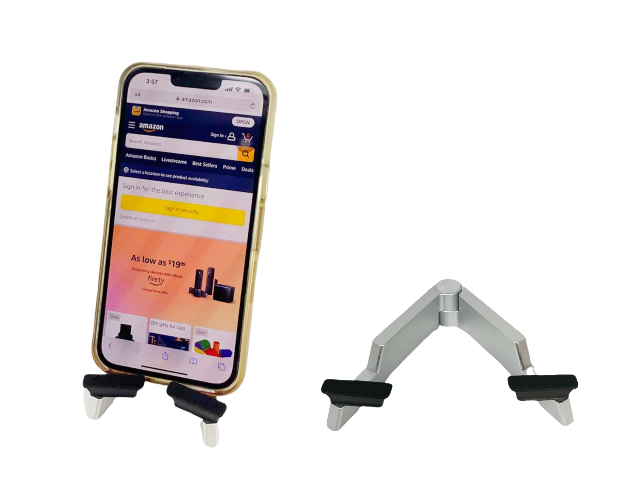 JBGold Foldable Aluminum Phone Stand for Desk - Adjustable & Portable Cell Phone Holder (Silver) - Perfect for Home, Office, Video Calls & Hands-Free Viewing