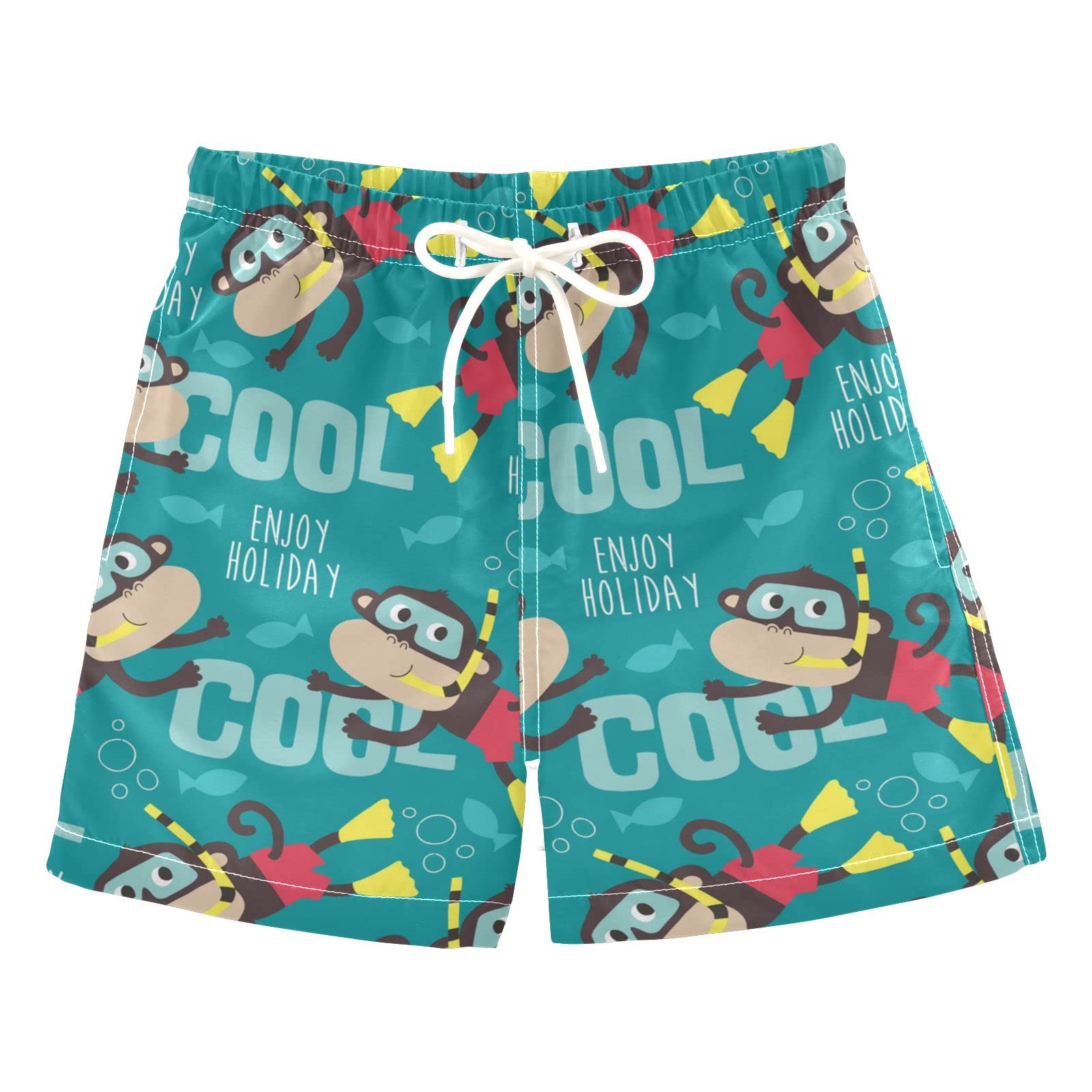 **Monkey Boys Swim Trunks - Quick Dry Toddler & Kids Swimwear with Adjustable Waist (2T-16) - Perfect for Beach, Pool & Summer Water Play**