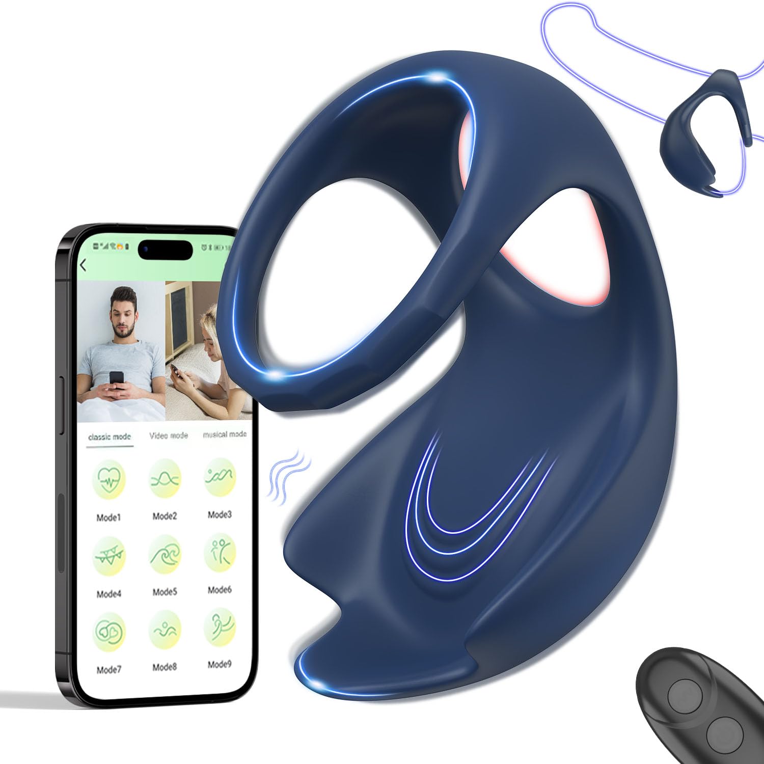 Premium Silicone Vibrating Cock Ring for Men - 10 Powerful Vibration Modes, Stretchy Design for Stronger Erection & Enhanced Pleasure - Stimulates Penis, Perineum & Testicles - Couples Sex Toy for Intimate Moments & Spicy Nights