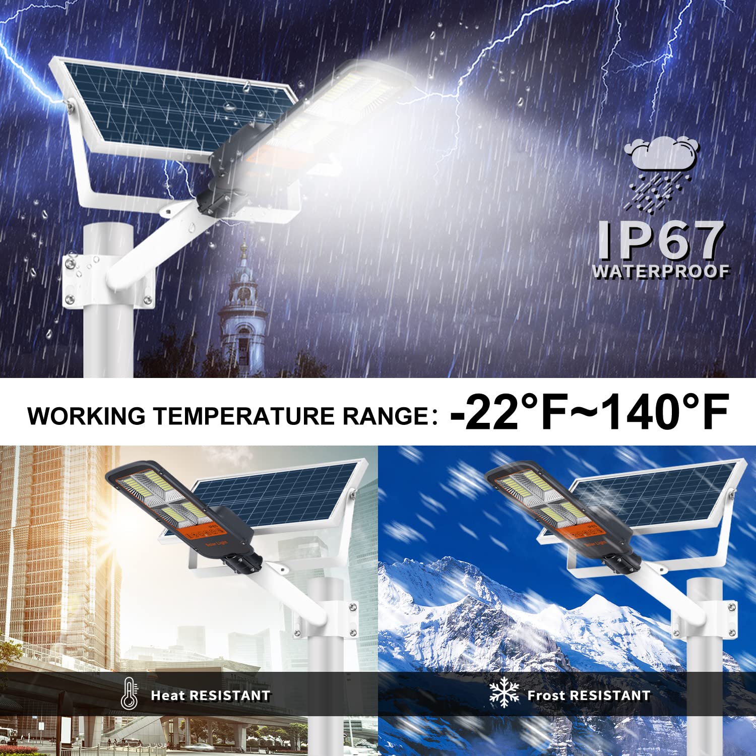 Gebosun 300W LED Solar Street Light - Outdoor Solar Flood Light 6000K with Dusk to Dawn Sensor, Remote Control & Motion Detection - Waterproof Security Lighting for Parking Lots, Gardens, Warehouses, Pathways, Yards | Perfect for Energy-Efficient Outdoor Illumination and Safety