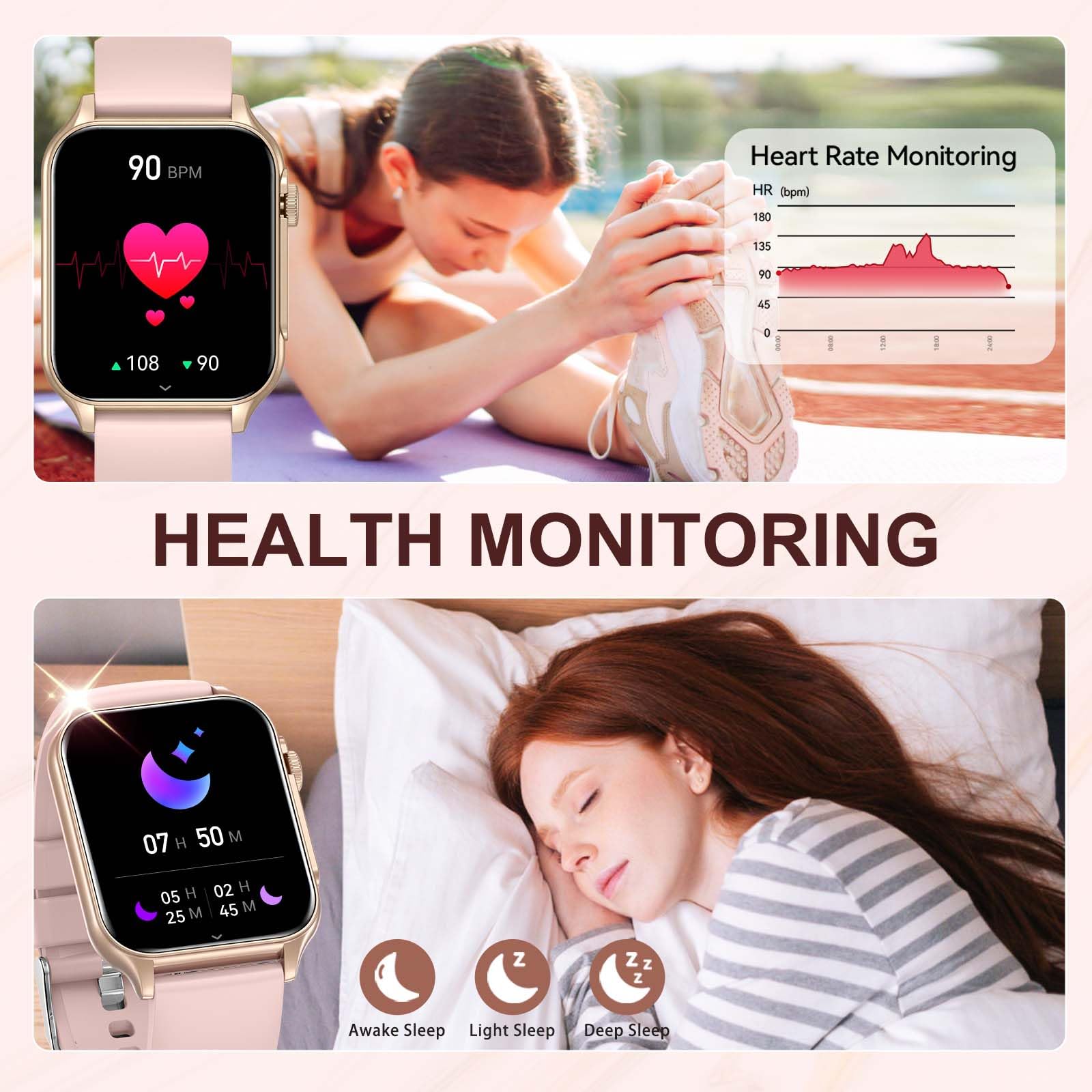 Smart Watches for Women with LED Flashlight - 1.96