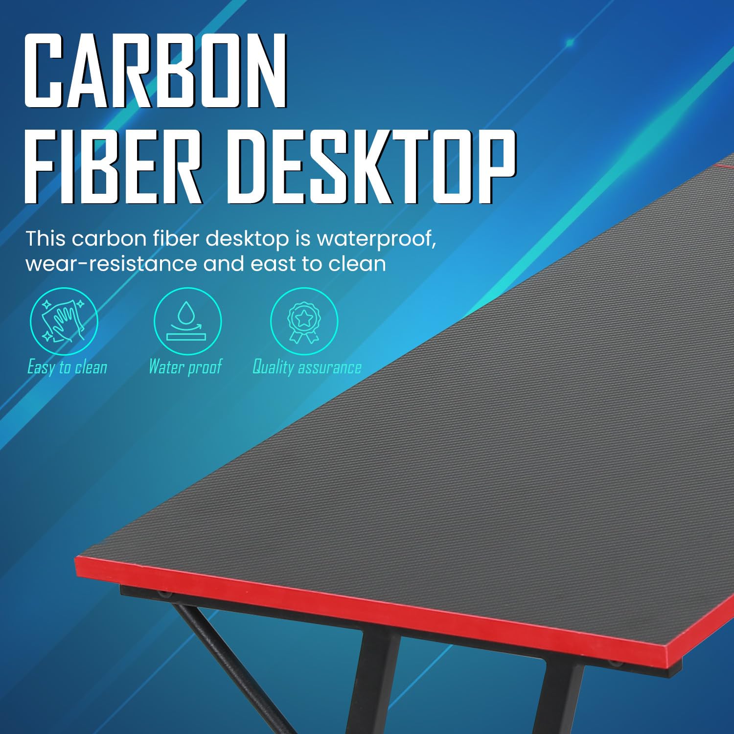 Premium L-Shaped Gaming Desk with Carbon Fiber Surface - Large Monitor Stand Corner Computer Desk for Home Office, Gaming & Study - Black (Ideal for Multi-Monitor Setup & Ergonomic Workspace)