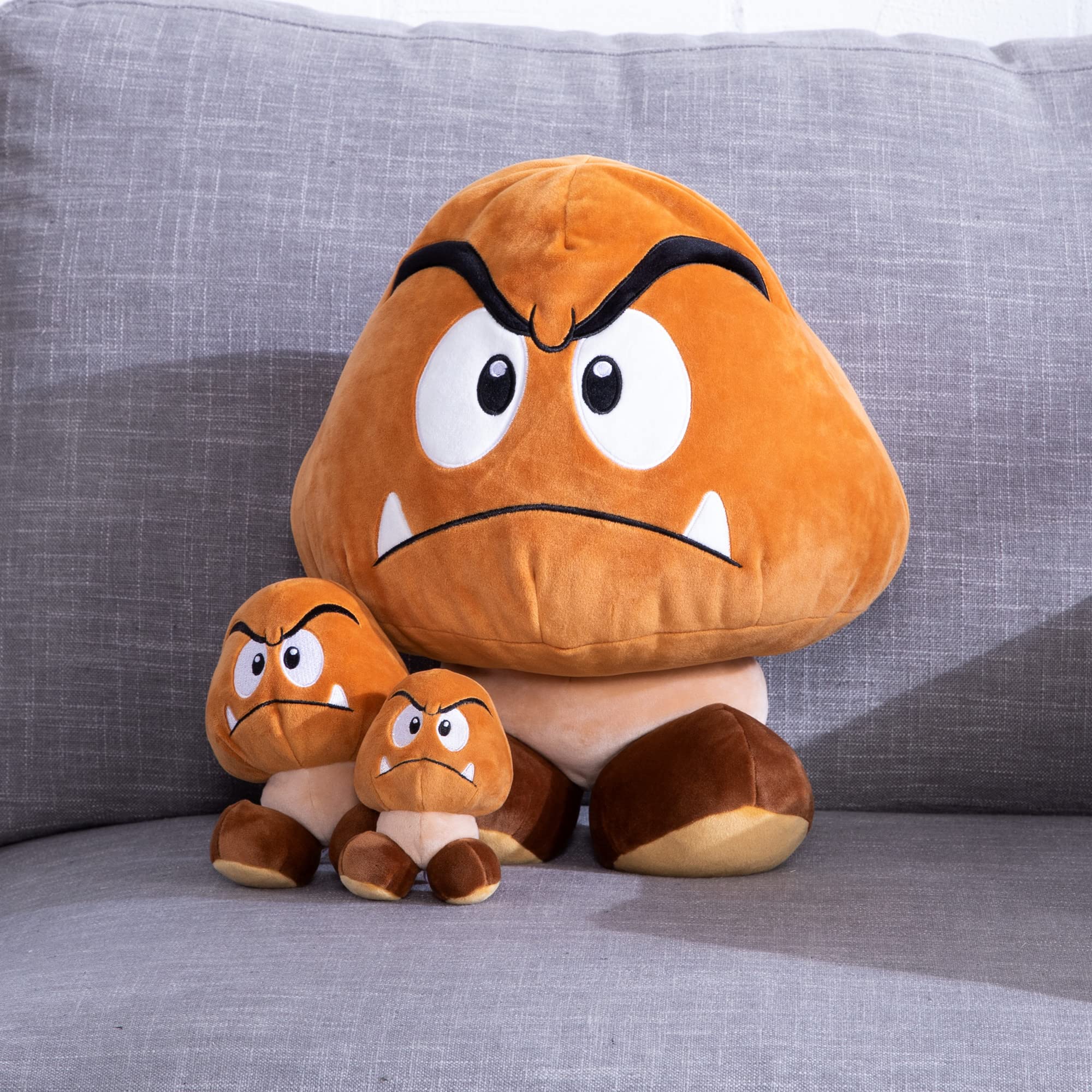 Super Mario Goomba Plush Toy - 6 Inch Soft Squishy Plushie - Collectible Mocchi Mocchi Style Figure - Perfect for Gaming Room Decor & Mario Fan Gifts