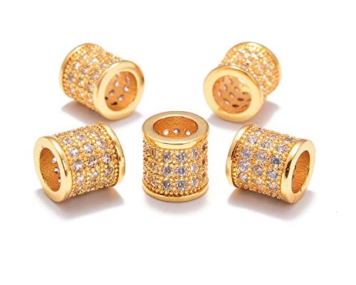 5 Pcs Clear on Gold Tube Beads (8x8mm)