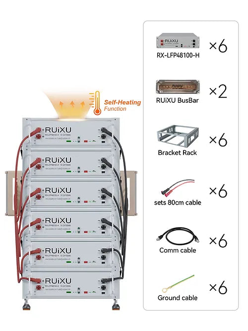 RUiXU Self-Heating Battery with Optional Installation - Universal Bracket Rack for Solar Panels, RV, and Off-Grid Power Systems | Easy DIY Setup for Home & Outdoor Use