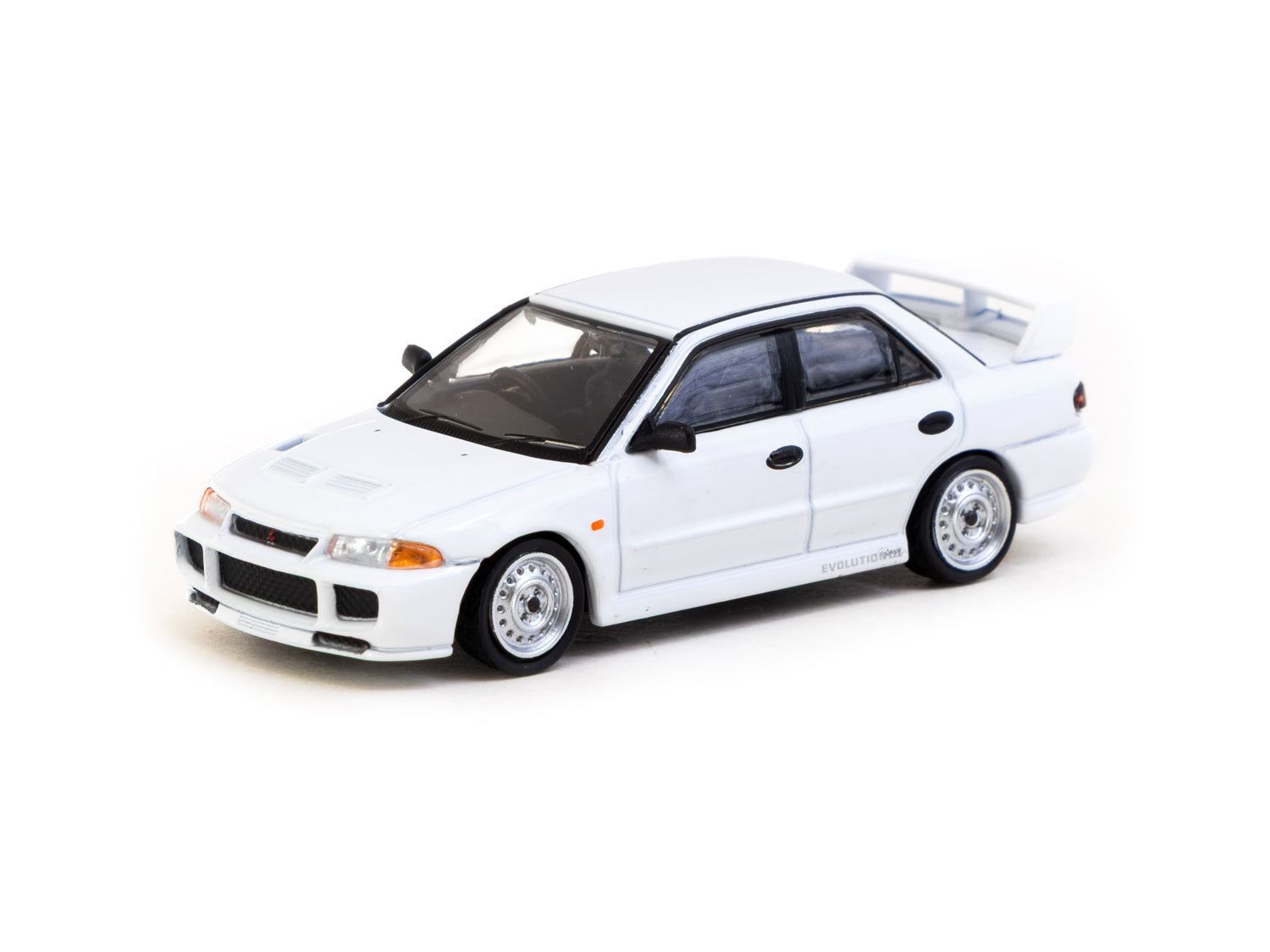 Tarmac Works 1/64 Scale Mitsubishi Lancer Evolution III RS White - Lamley Special Edition Diecast Model Car - Collectible for Car Enthusiasts & Perfect for Display or Racing Scenes