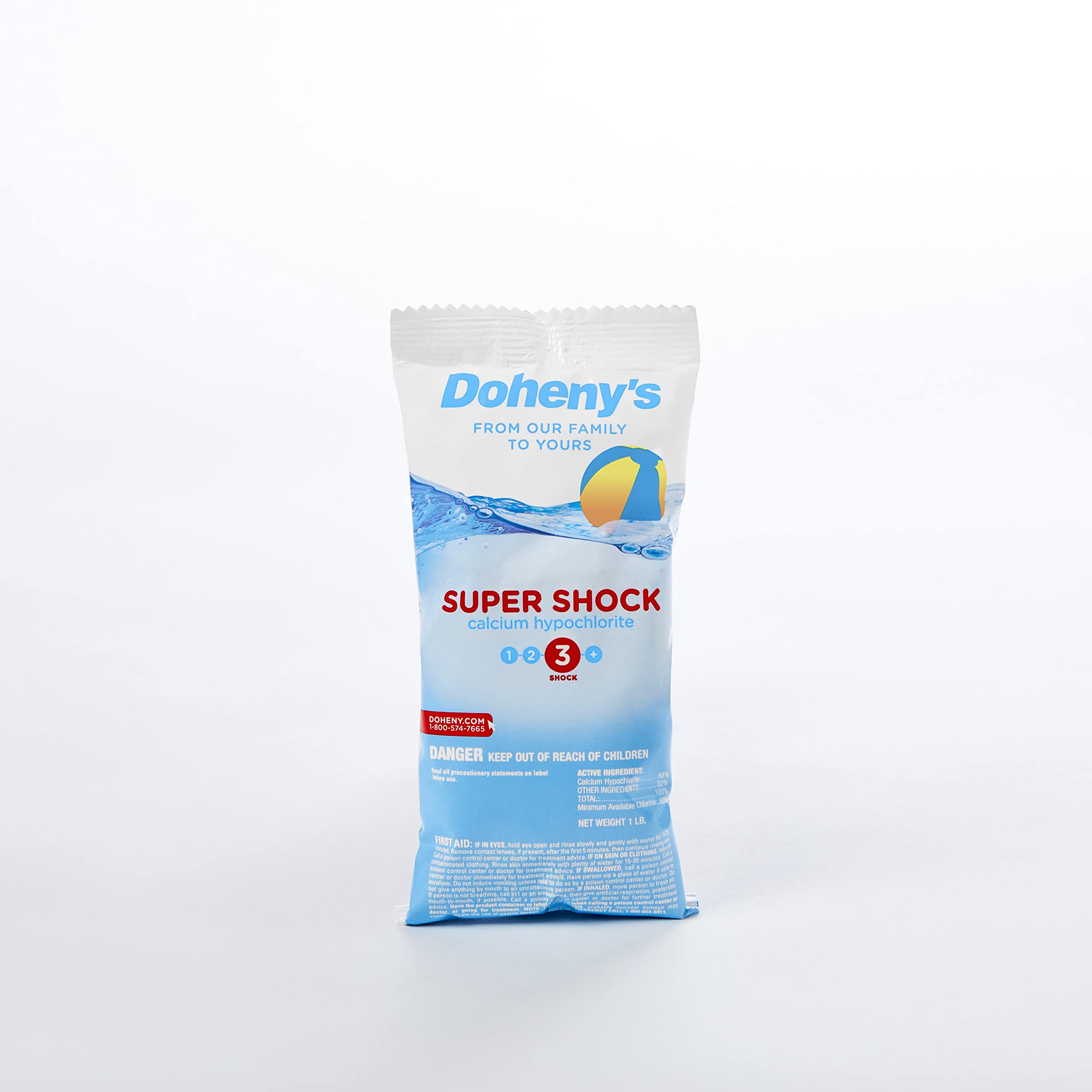 Doheny's Super Pool Shock | 68% Cal-Hypo Granular Chlorine Shock for Pools - Quick Dissolving, Fast Acting, Professional Grade | 24 x 1lb Bags | Made in USA | Perfect for Weekly Maintenance, Algae Treatment & Pool Opening/Closing