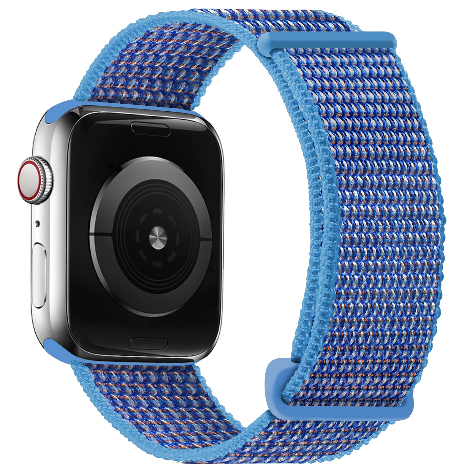 OXWALLEN Sport Loop Nylon Band for Apple Watch Series 9/8/7/6/5/4/3 SE 2/1 - 41mm 40mm 38mm Compatible, Adjustable Braided Fabric Strap for Women & Men - Cerulean Blue - Perfect for Running, Workouts & Everyday Wear