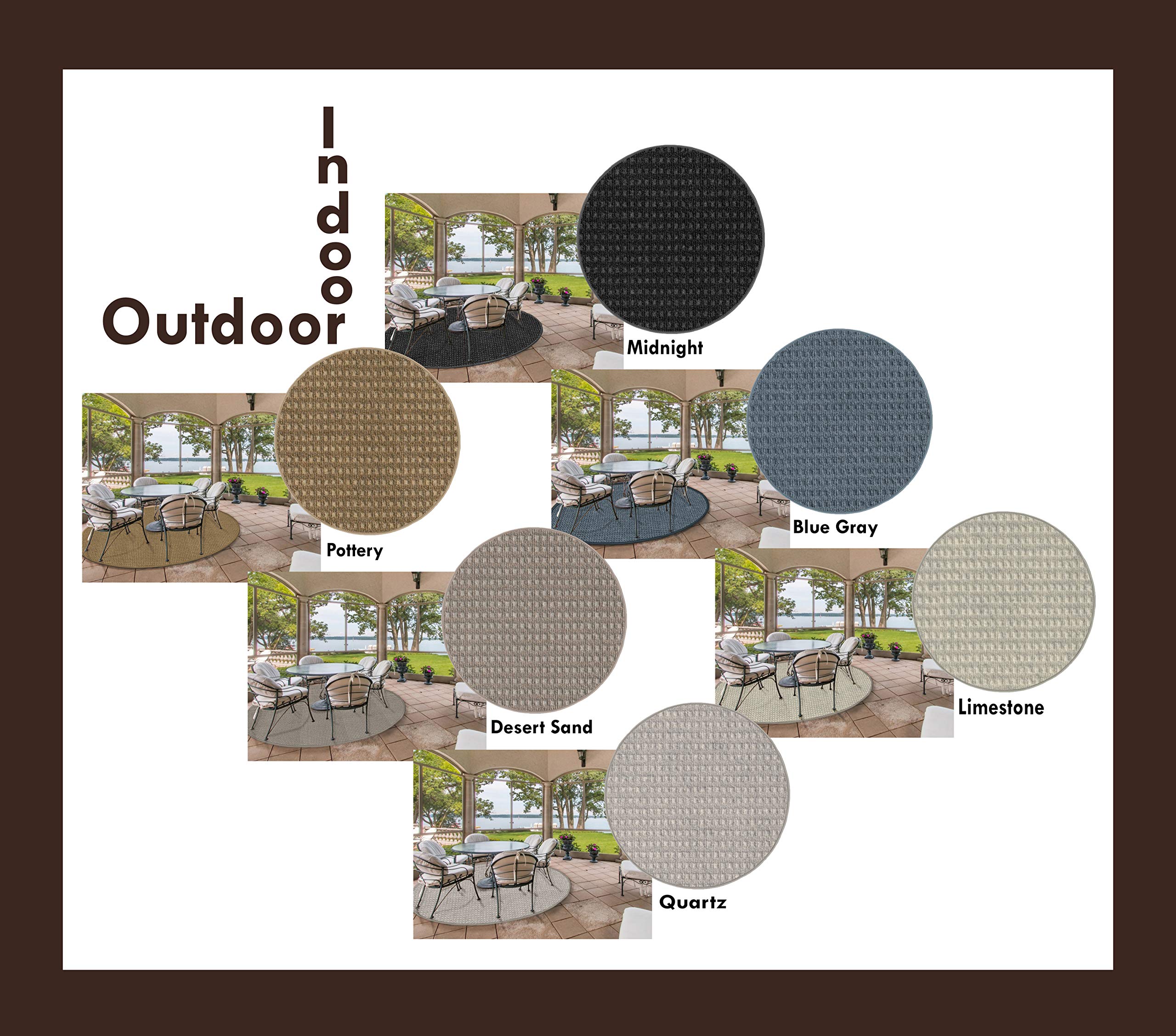 9' Round Quartz Waffle Pattern Eco-Friendly DuraKnit Pile & Loop Carpet - Indoor/Outdoor Area Rugs & Runners for Living Room, Patio & Bedroom