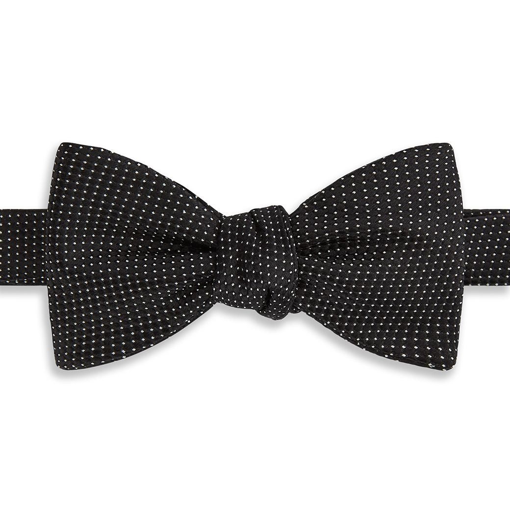 Elegant Black and White Micro Dot Woven Silk Bow Tie for Men - Perfect for Weddings, Prom, Formal Events & Business Attire