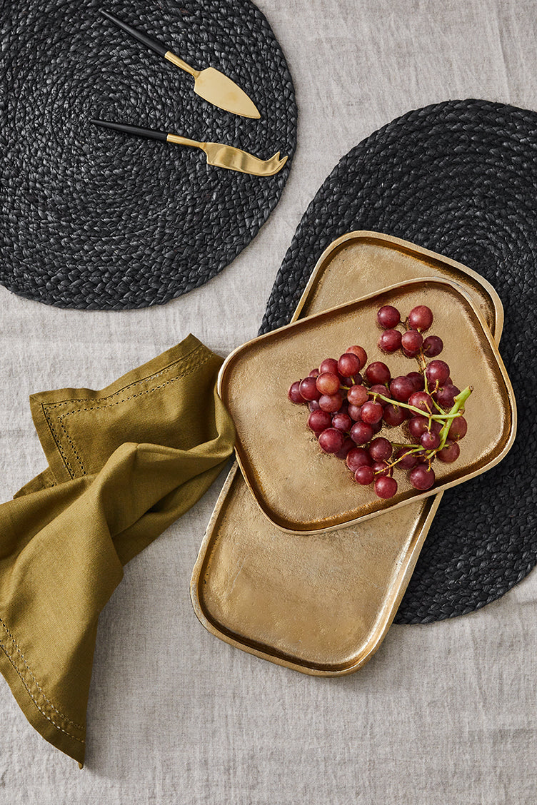 Madden Jute Placemats Set of 4 - 35x35cm Natural Fiber Table Mats in Black - Perfect for Dining Table, Kitchen, and Farmhouse Decor