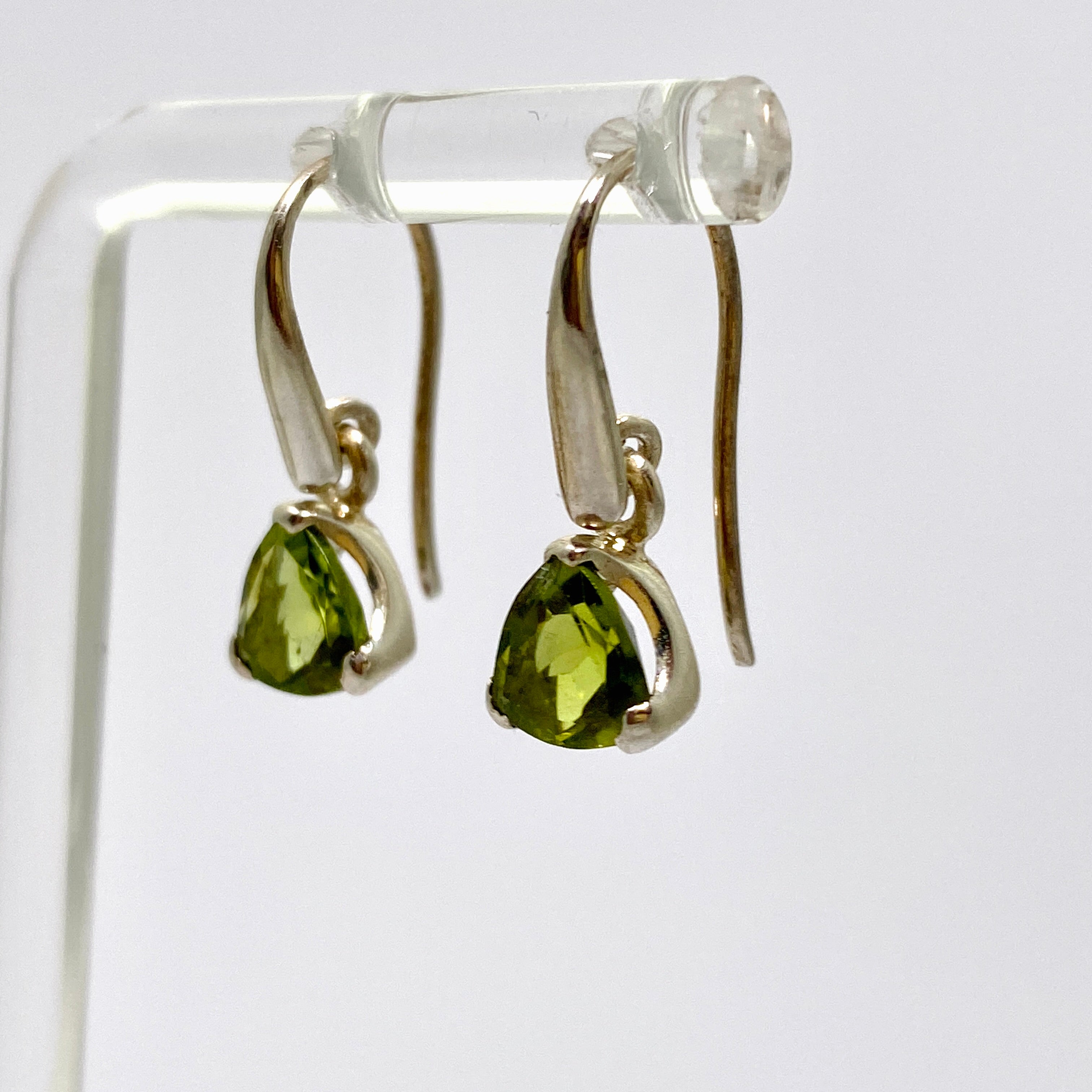 Peridot Trillion Faceted Earrings for Women - 925 Sterling Silver Dangle Earrings - Elegant Green Gemstone Jewelry for Parties, Weddings & Special Occasions