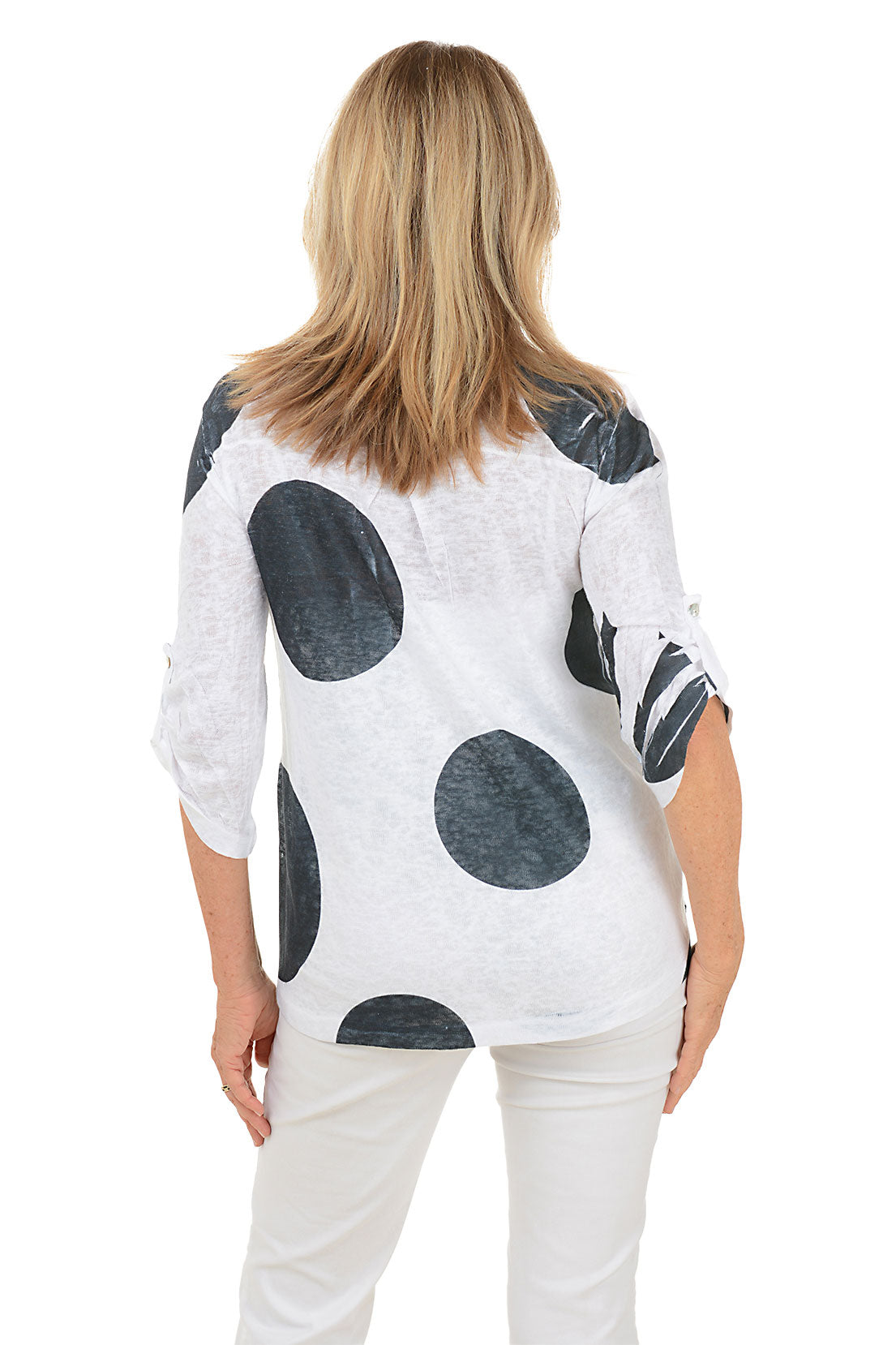 Stylish Petite Polka Dot Roll Sleeve Blouse for Women | Casual & Office Wear | Perfect for Spring & Summer Outfits