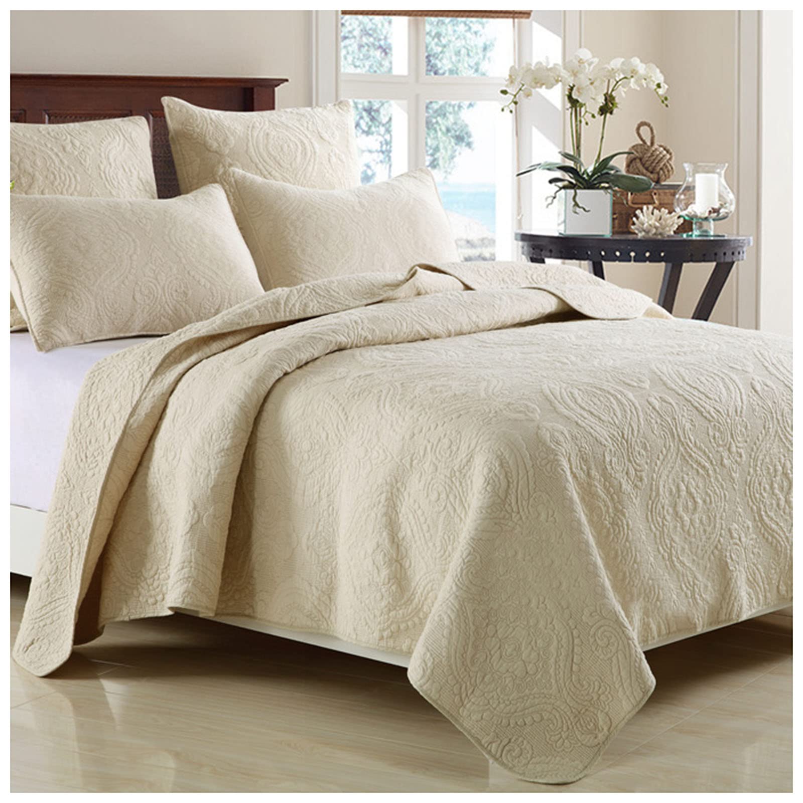 Reversible King Size Quilt Set - 3 Piece Oversized Bedspread Coverlet for All Seasons (250x270cm) | Twin, Queen, King | Perfect for Master Bedroom, Guest Room & Cozy Home Decor