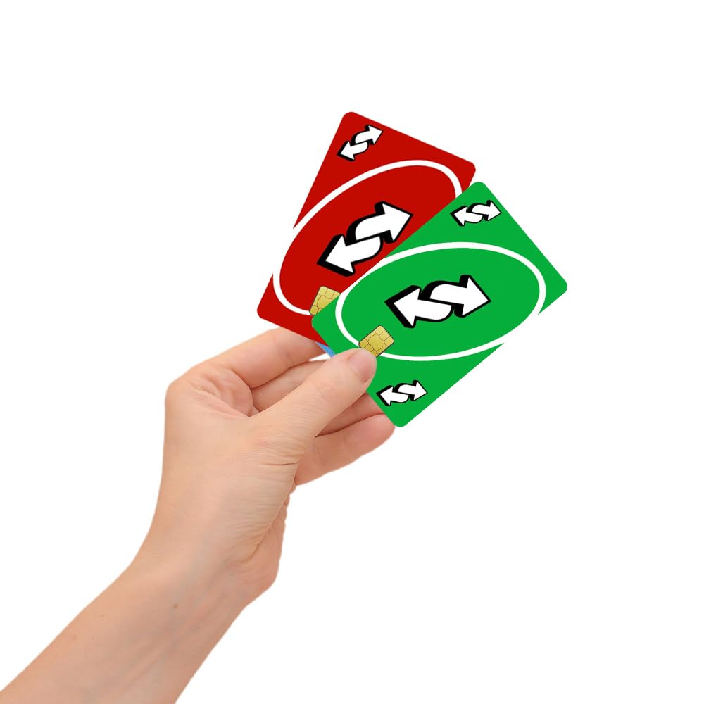 2 Pcs Red & Green Reverse Credit Card Skins - Durable Debit Card Stickers for Small Chip Cards - Perfect for Travel, Shopping & Online Payments