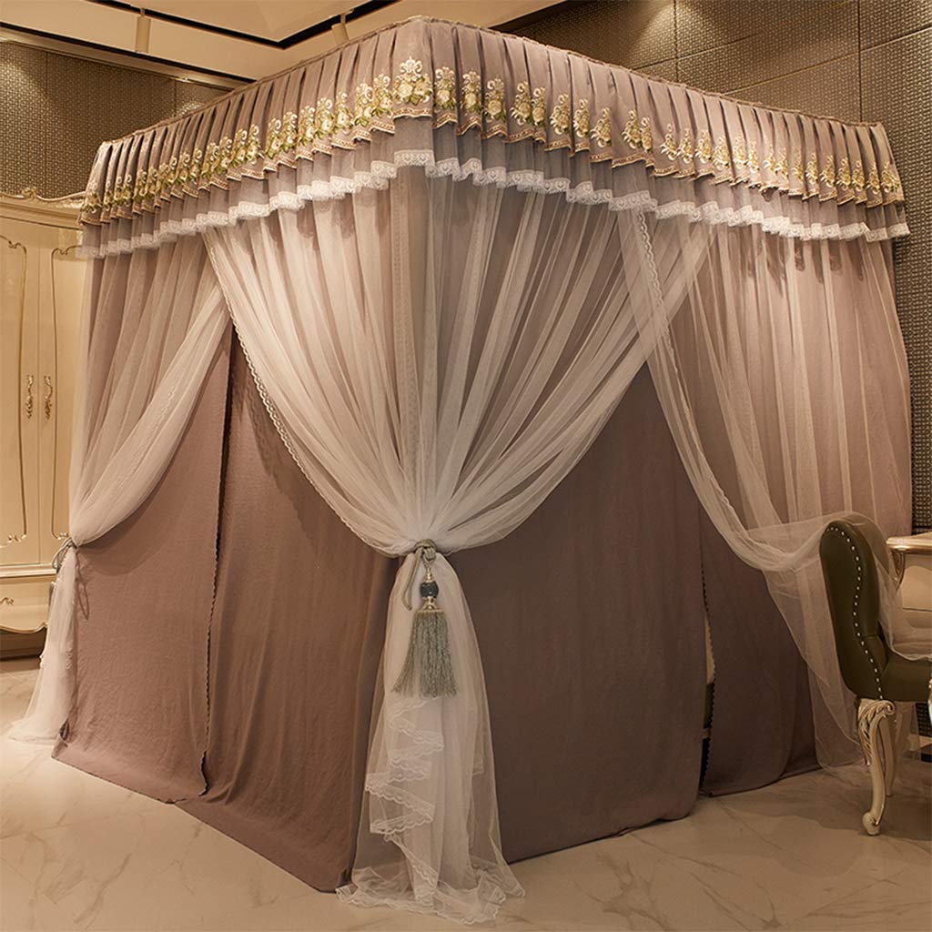 SCMTY Elegant Royal 4-Poster Bed Canopy with Princess Mosquito Net - Grey Full/Queen Size for Girls, Women & Kids Rooms | Perfect for Weddings, Bedroom Decor & Romantic Nights