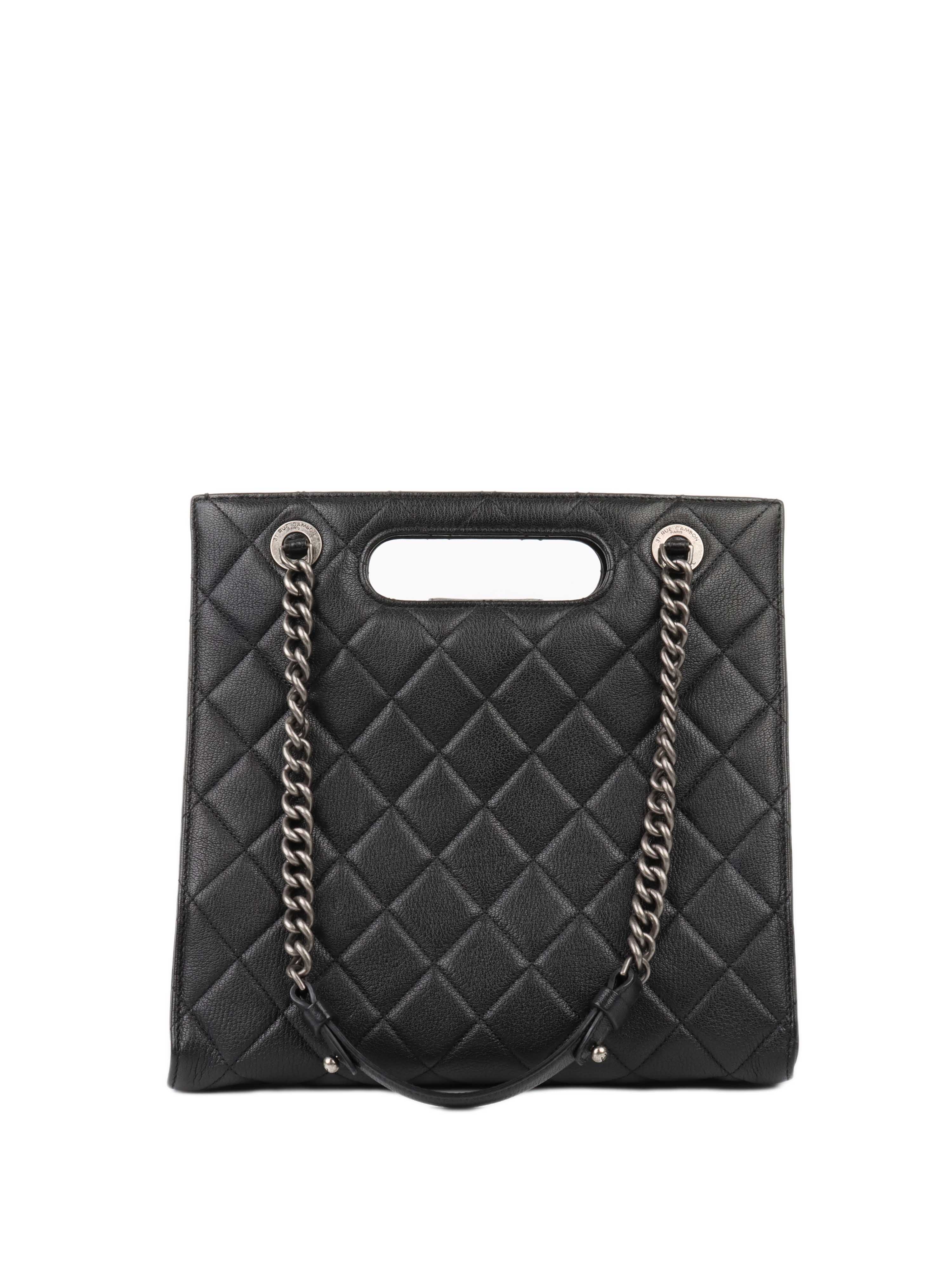 Chanel Black Caviar Quilted Leather Shopping Tote Bag for Women - Luxury Designer Handbag for Work, Travel & Everyday Use