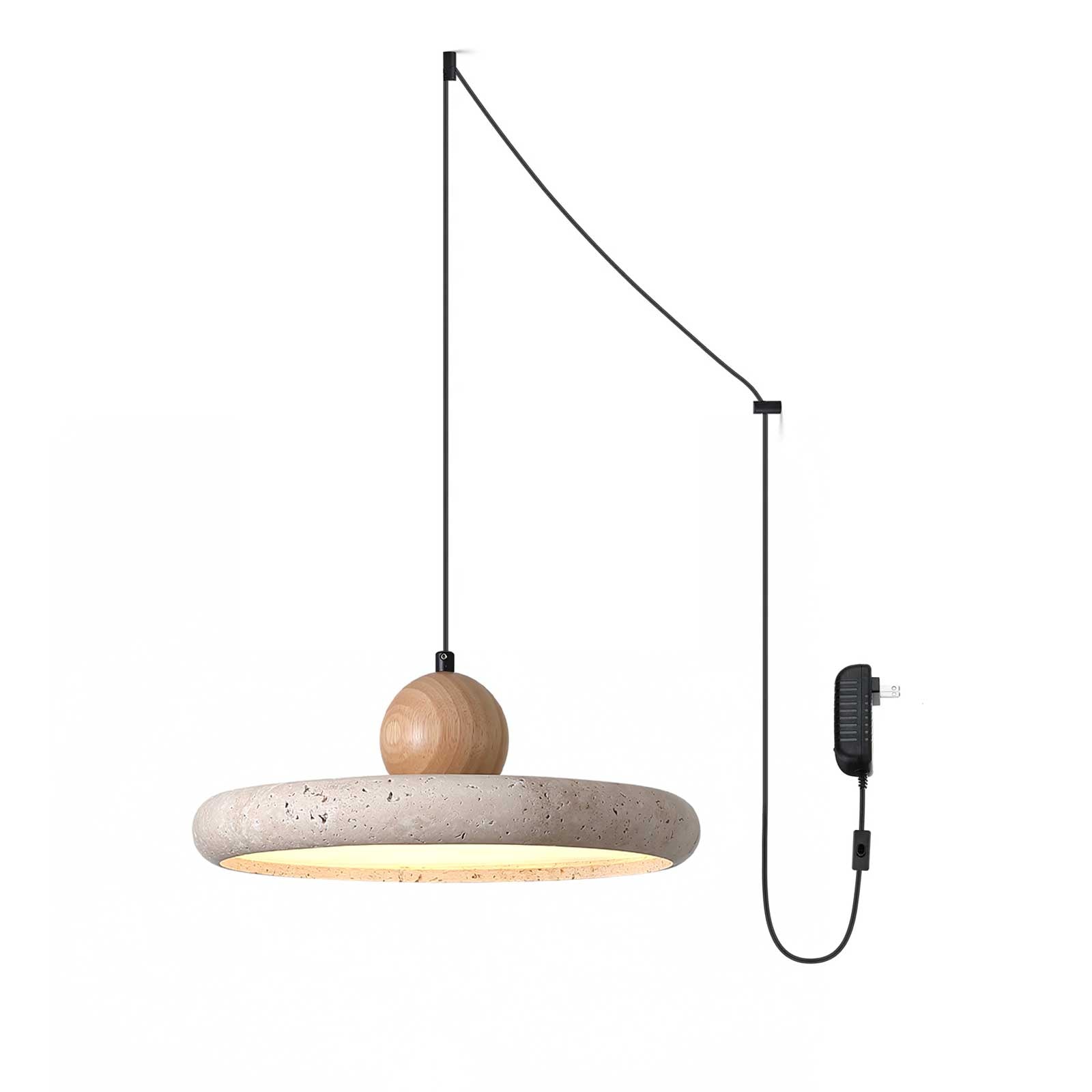 Lola Travertine Swag Pendant Light - Adjustable Hanging Chandelier for Kitchen Island, Dining Room & Bedroom Lighting
